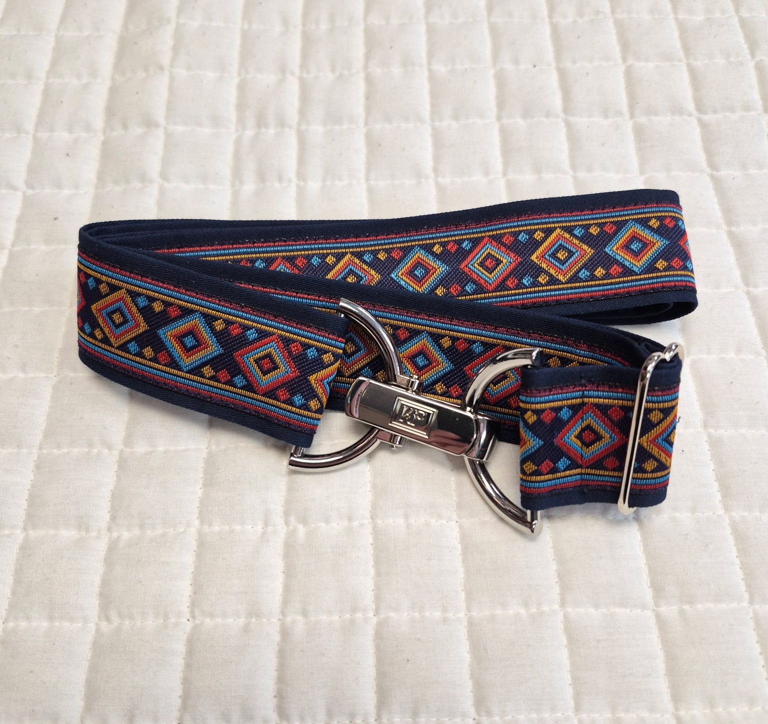 KF Clothing Navy Diamond Ribbon Belt 1.5"