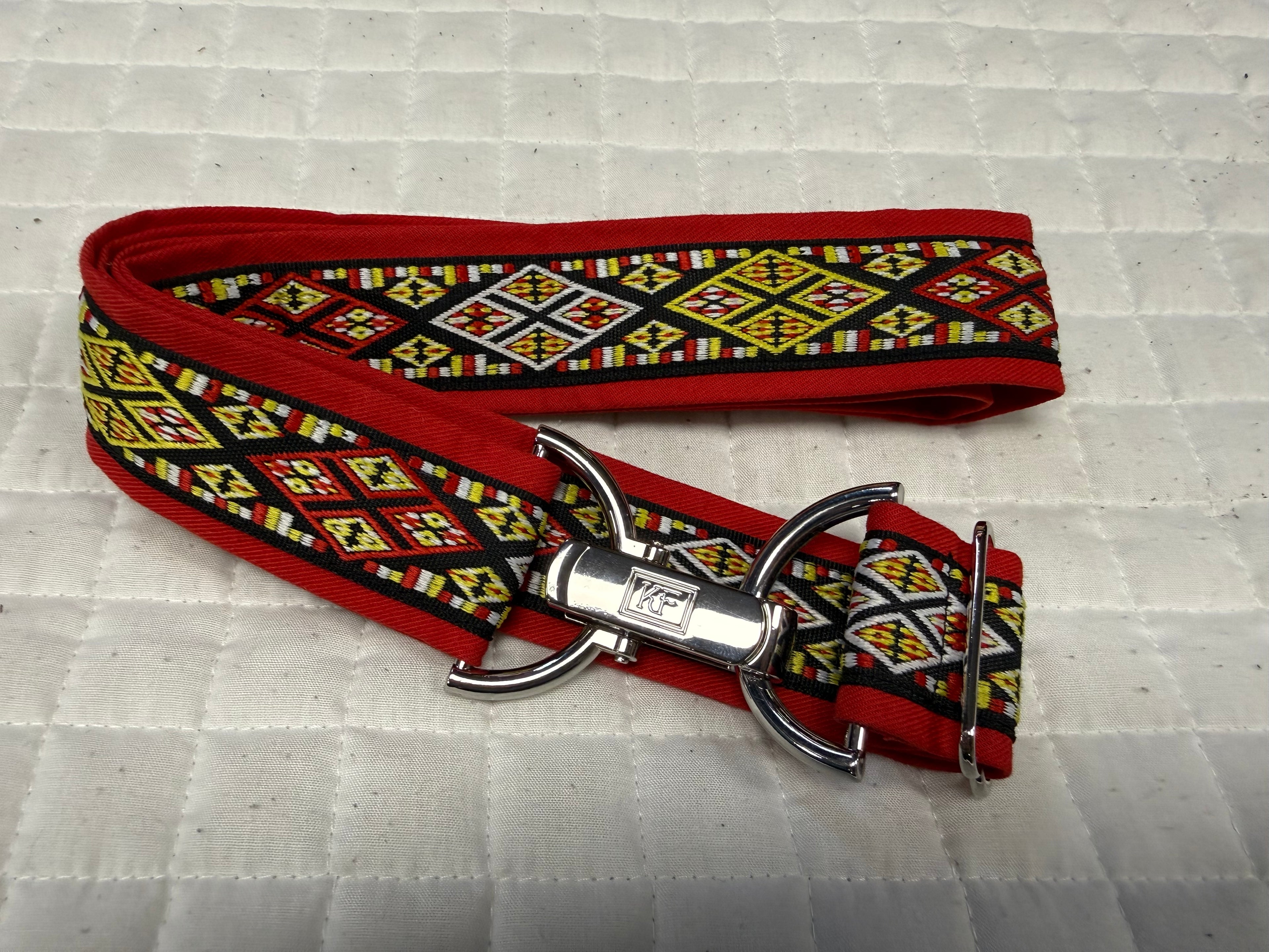 KF Clothing Red Diamonds Ribbon Belt 1.5"