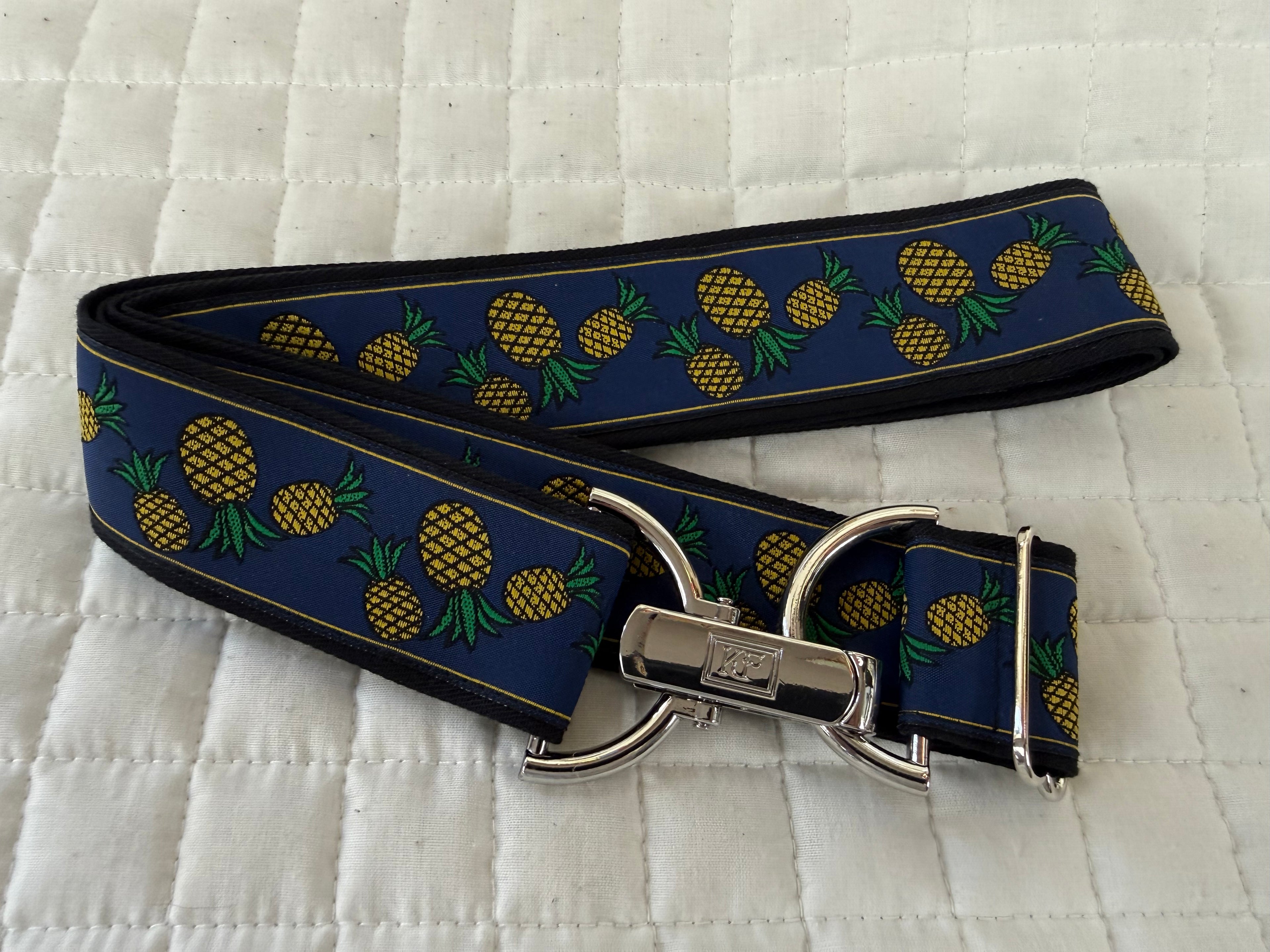KF Clothing Navy Pineapples Ribbon Belt 1.5"
