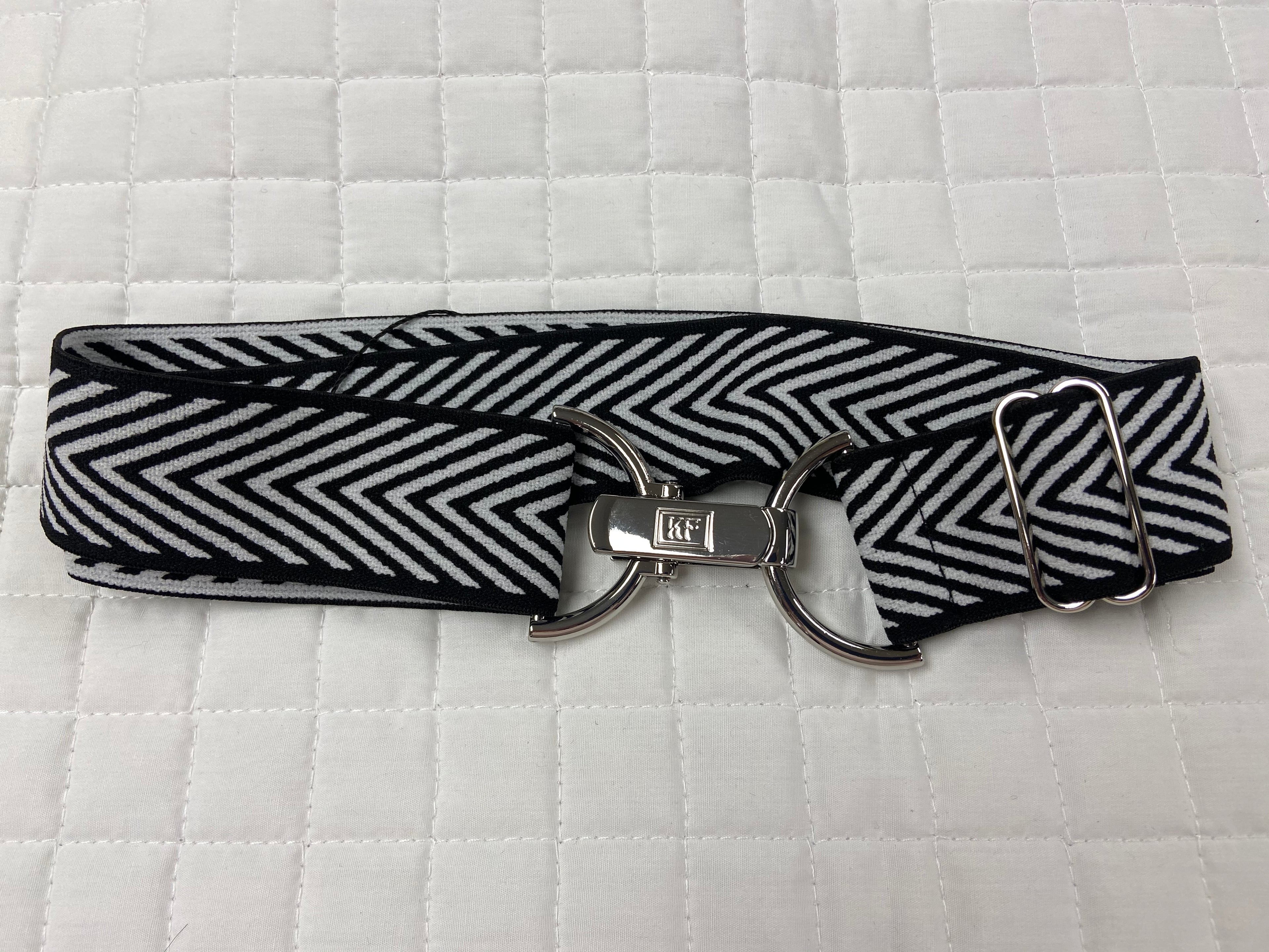 KF Clothing Black and White Arrow Elastic Ribbon Belt 1.5"