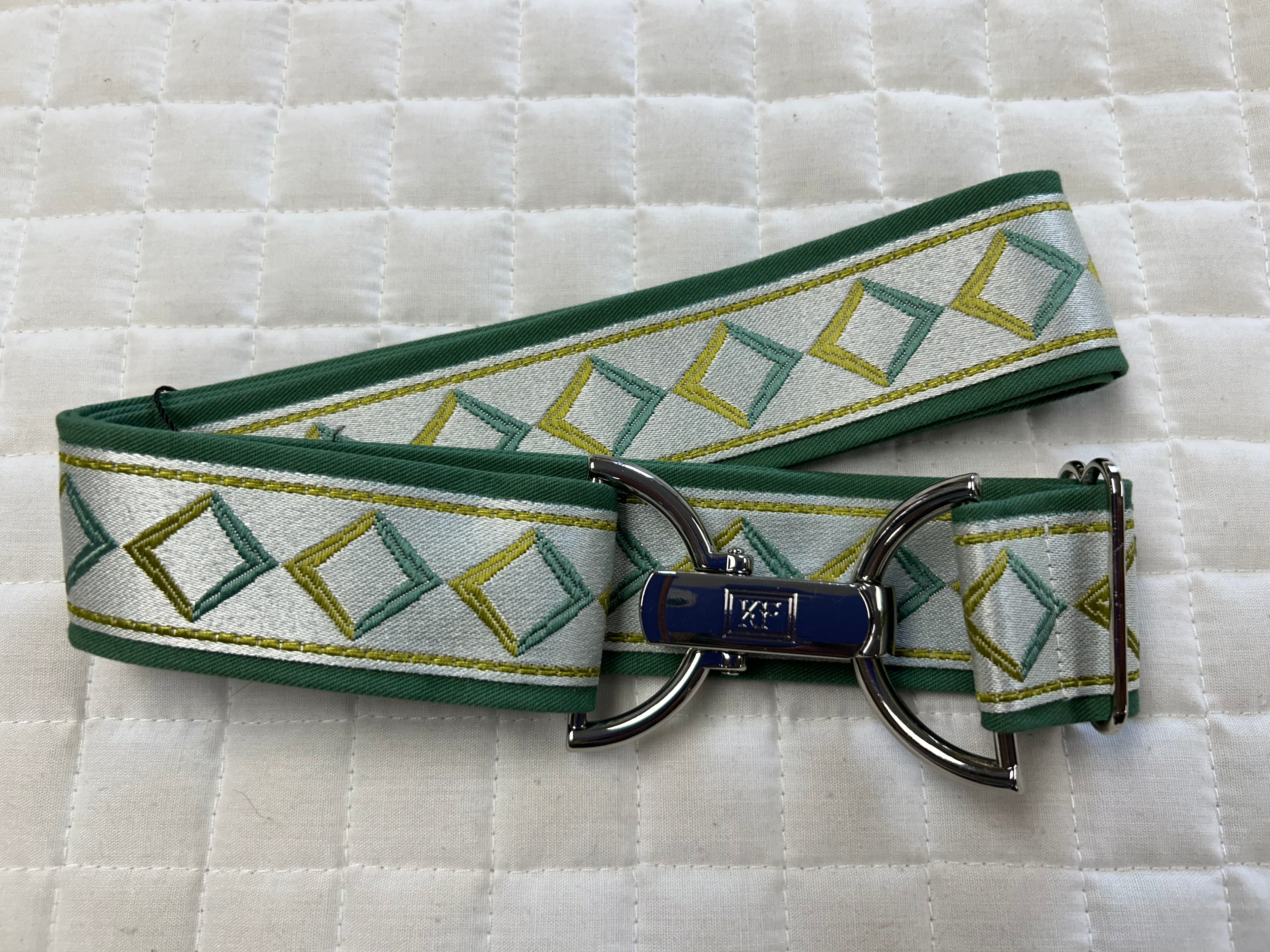 KF Clothing Sage Diamonds Ribbon Belt 1.5"