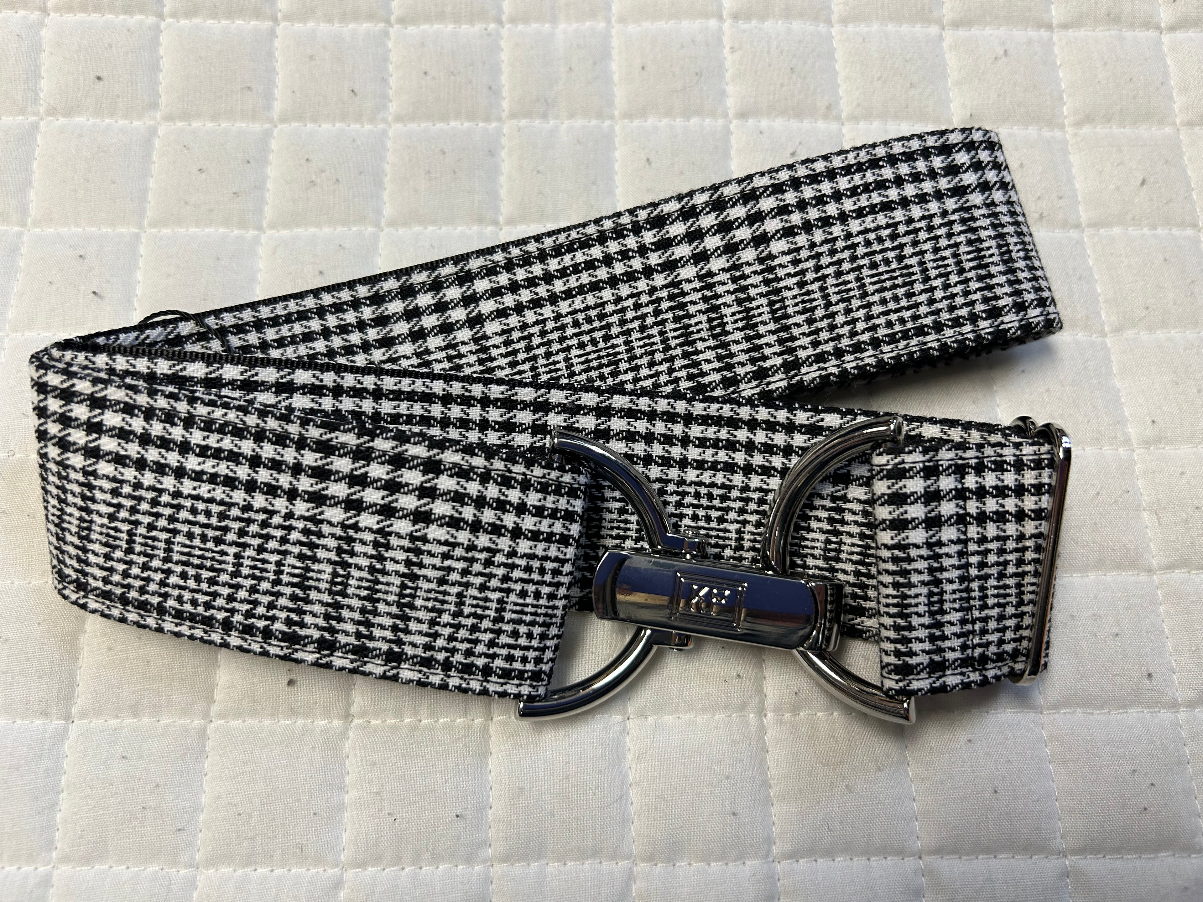 KF Clothing Black and White Plaid Ribbon Belt 1.5"