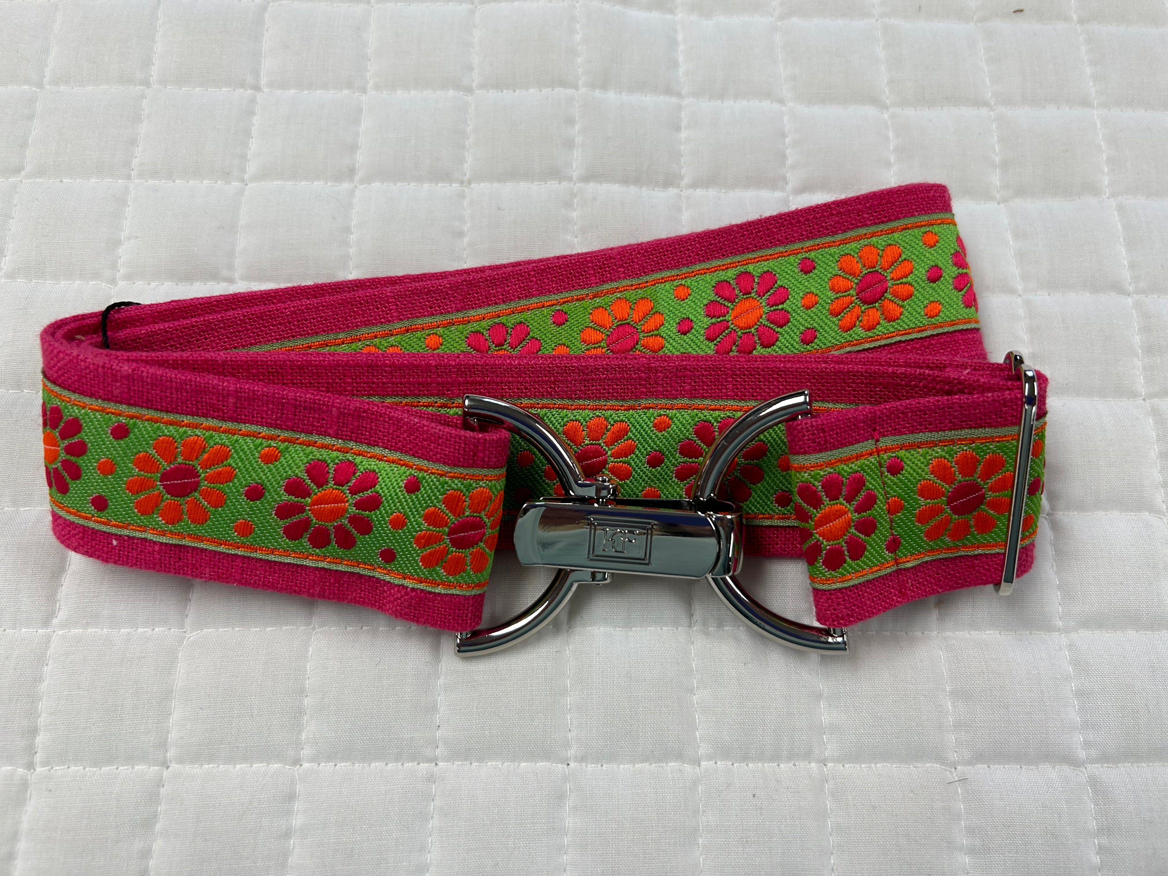 KF Clothing Fuchsia Daisy Ribbon Belt 1.5"