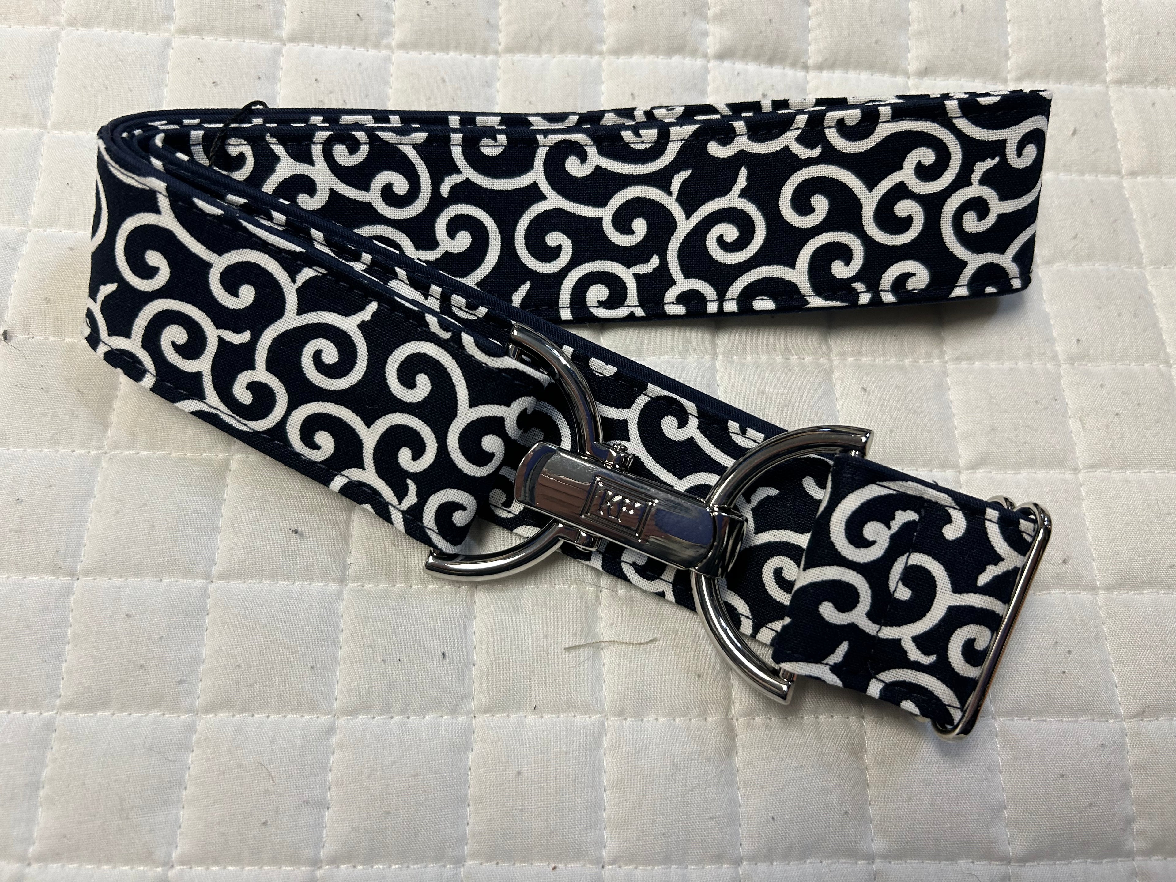 KF Clothing Navy Swirls Ribbon Belt 1.5"