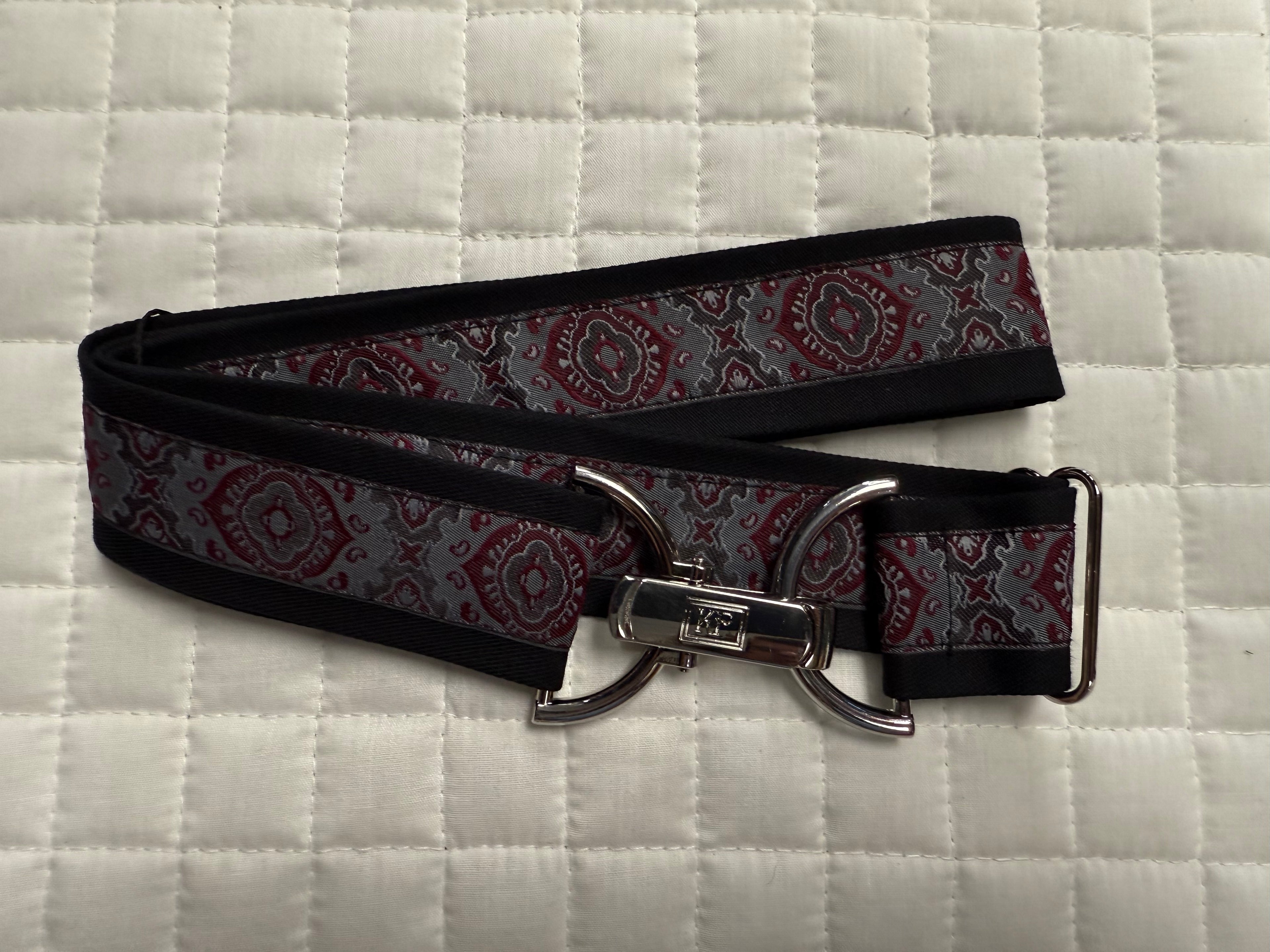 KF Clothing Burgundy Medallions Ribbon Belt 1.5"