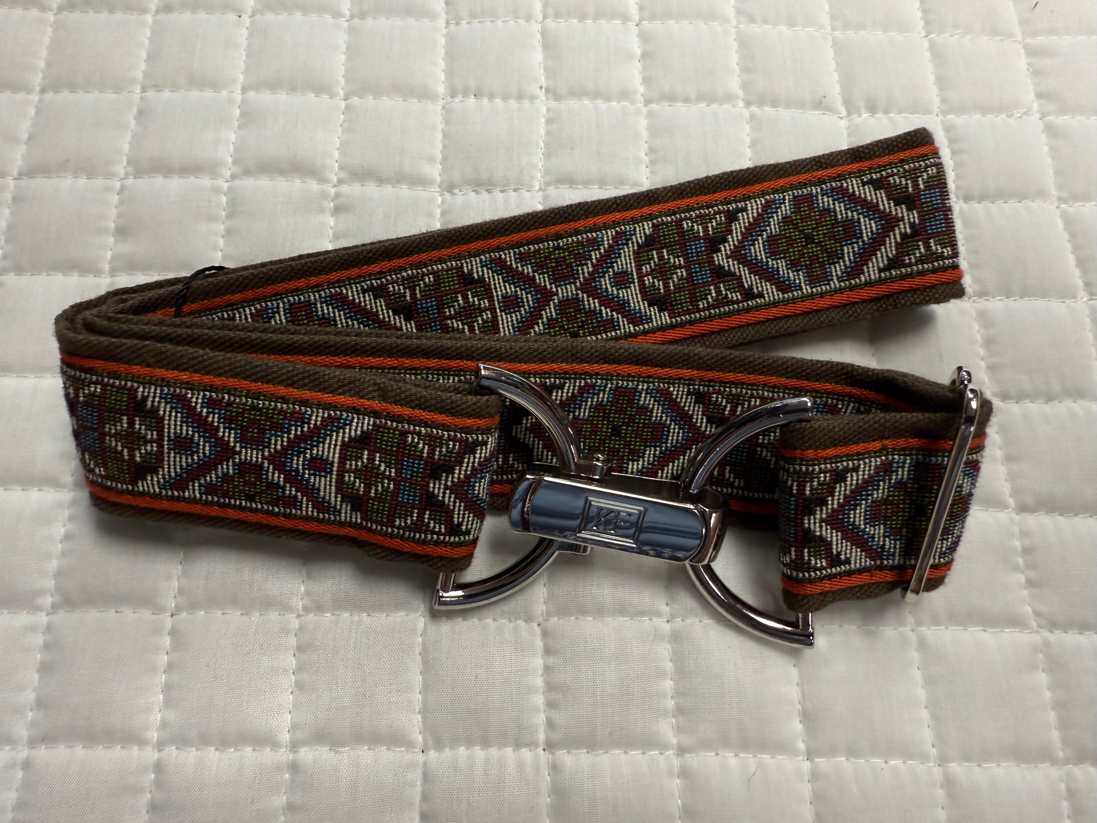 KF Clothing Brown Aztec Ribbon Belt 1.5"
