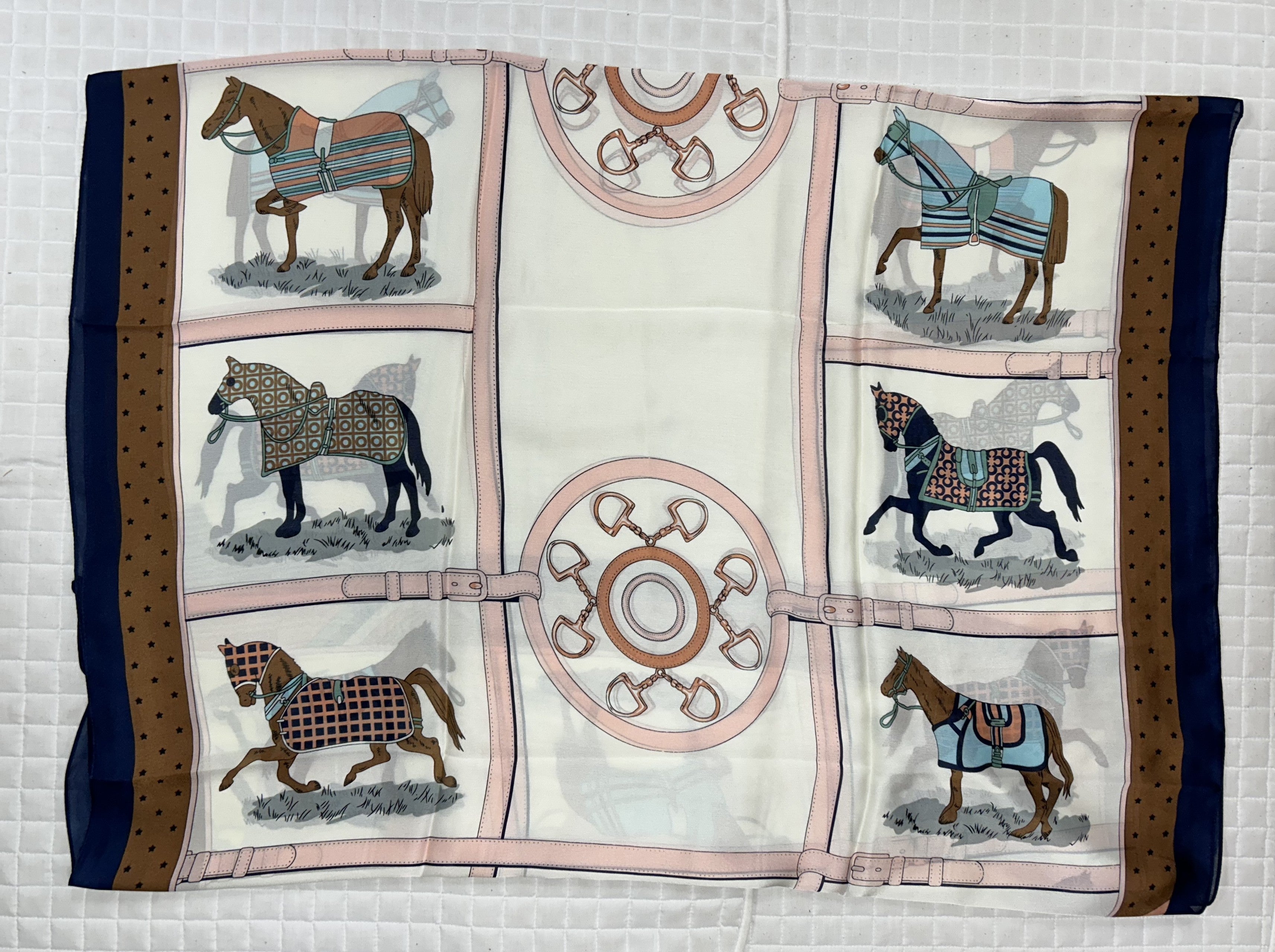 100 % Silk Scarf Horses in Blankets