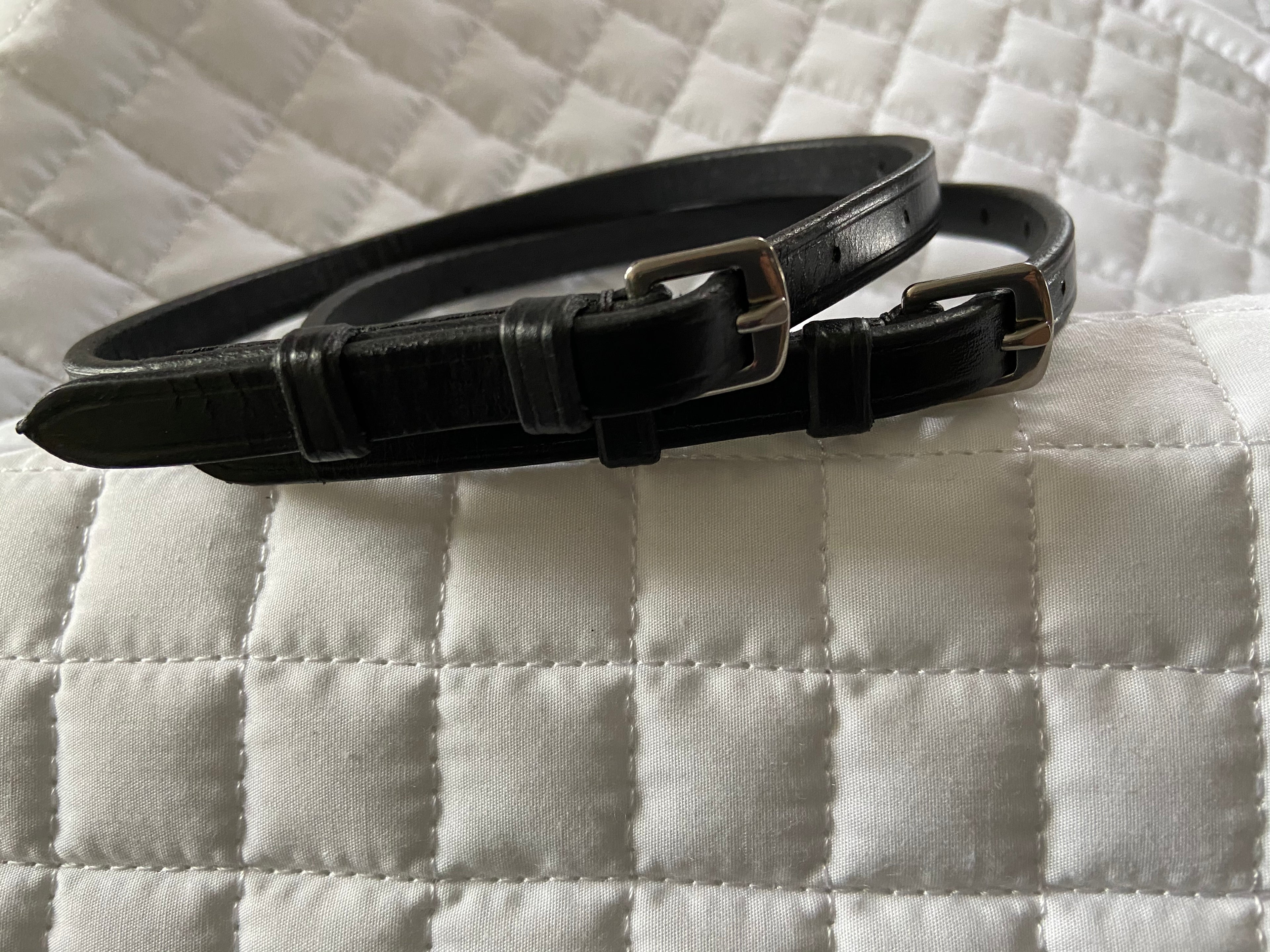 Black Leather Spur Straps - Kids / Ladies / Mens