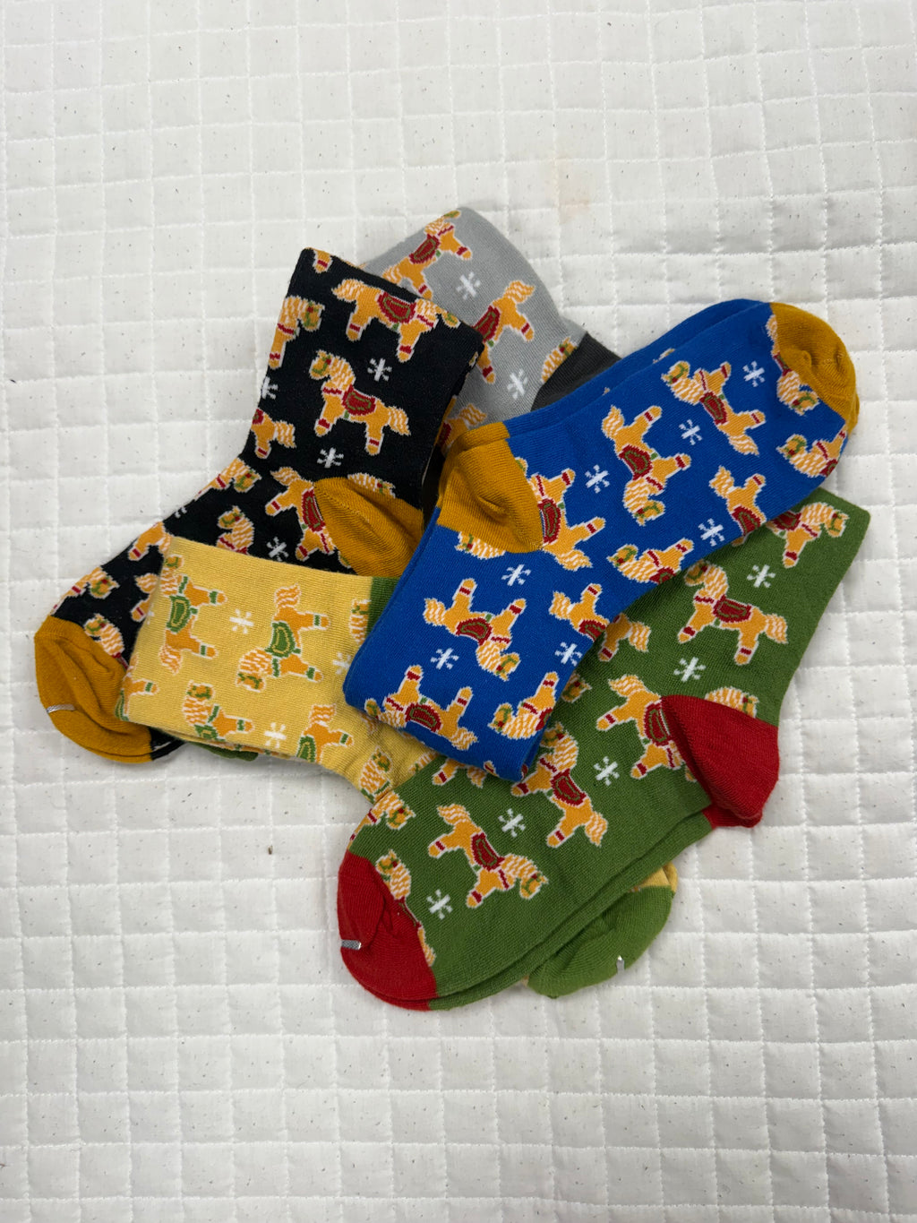 Ladies Gingerbread Horse Crew Socks