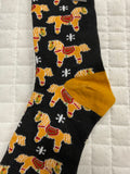 Ladies Gingerbread Horse Crew Socks