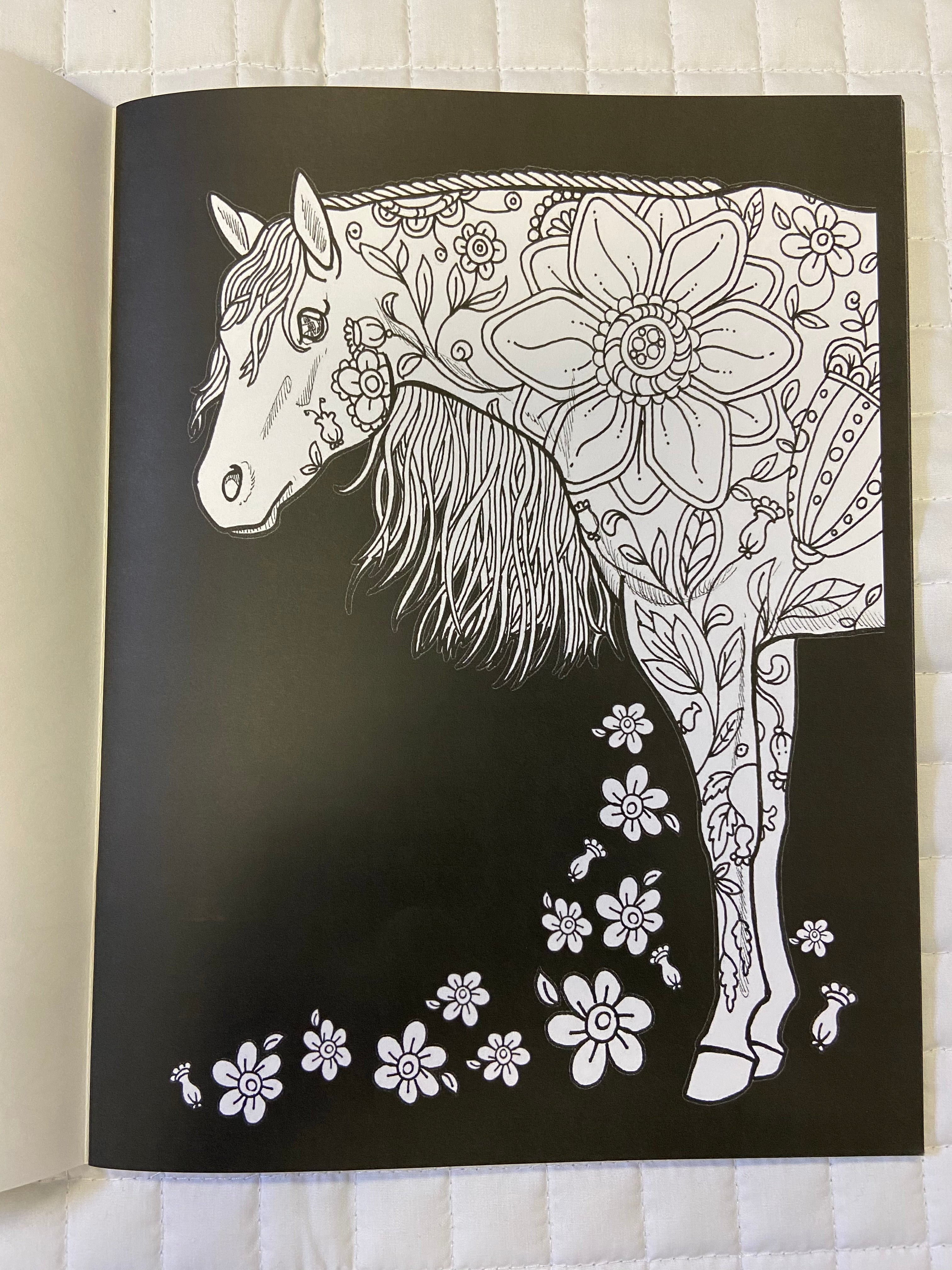 Eat Sleep Horses Adult Coloring Book