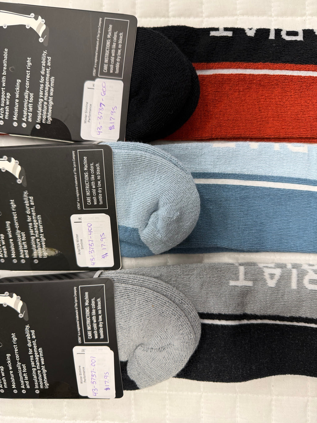 Ladies Ariat TEK Winter Slimline Performance Socks