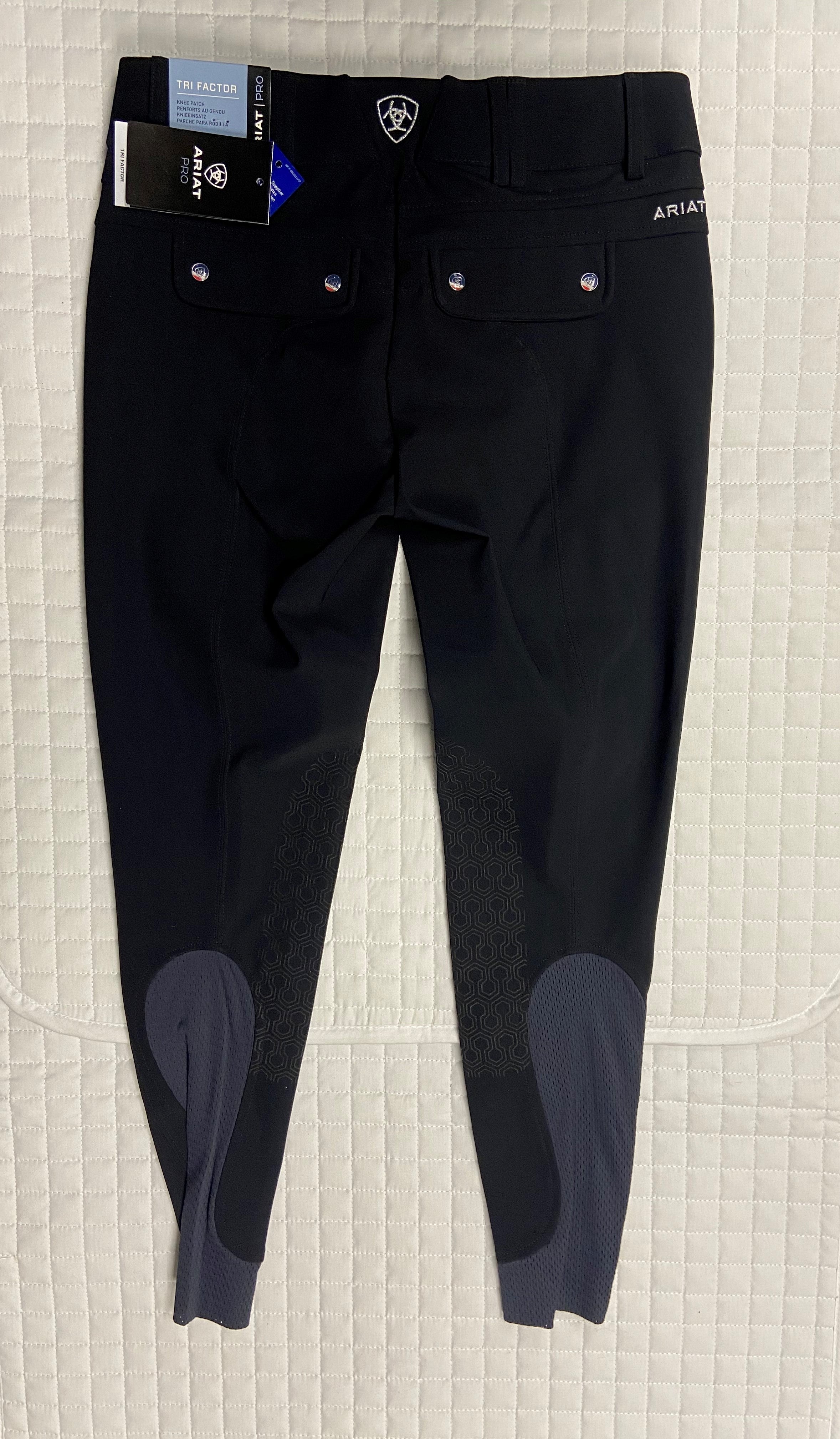 Ladies Ariat Black Tri Factor Euroseat Breeches