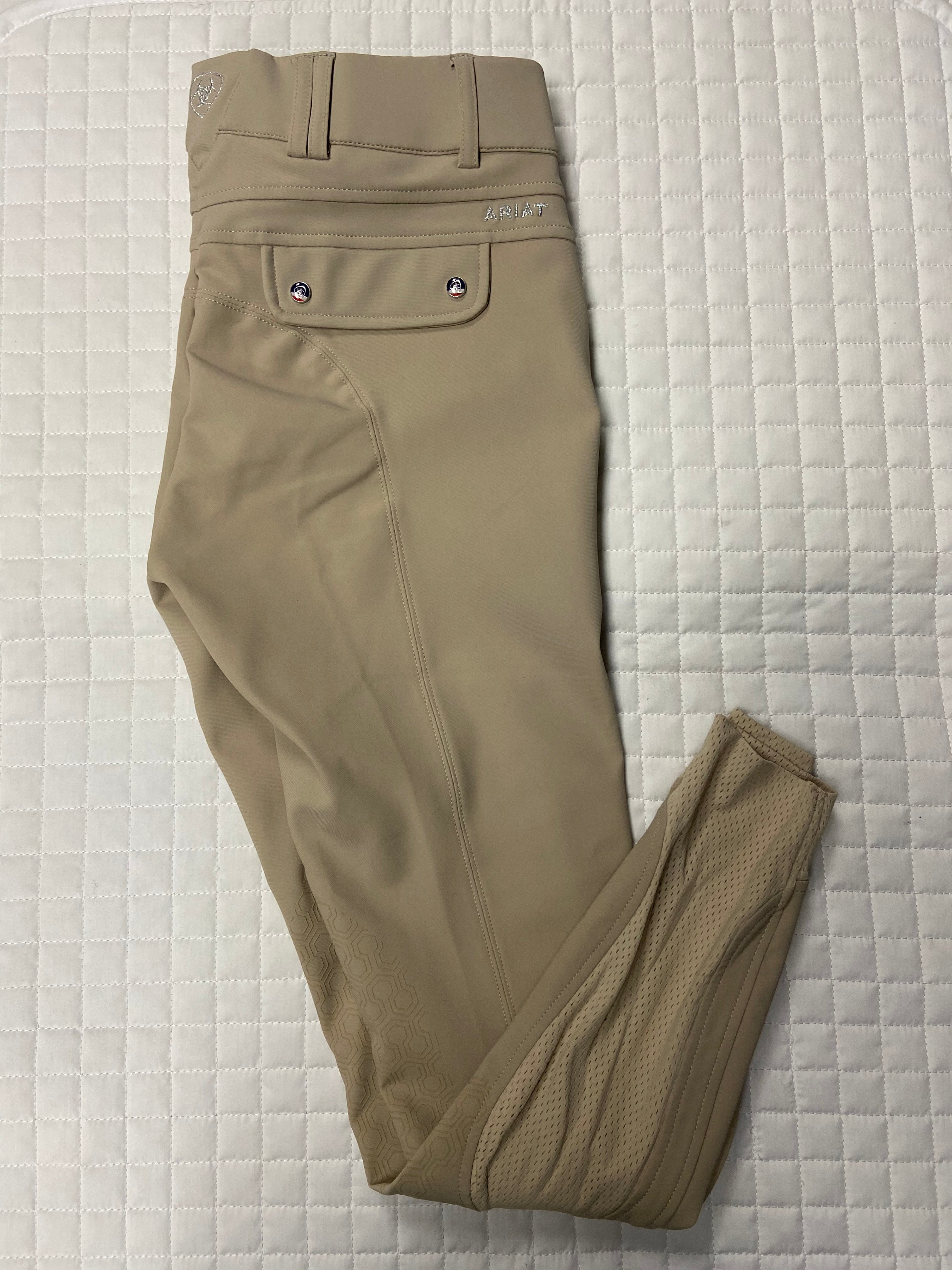 Ladies Ariat Tan Tri Factor Euroseat Breeches