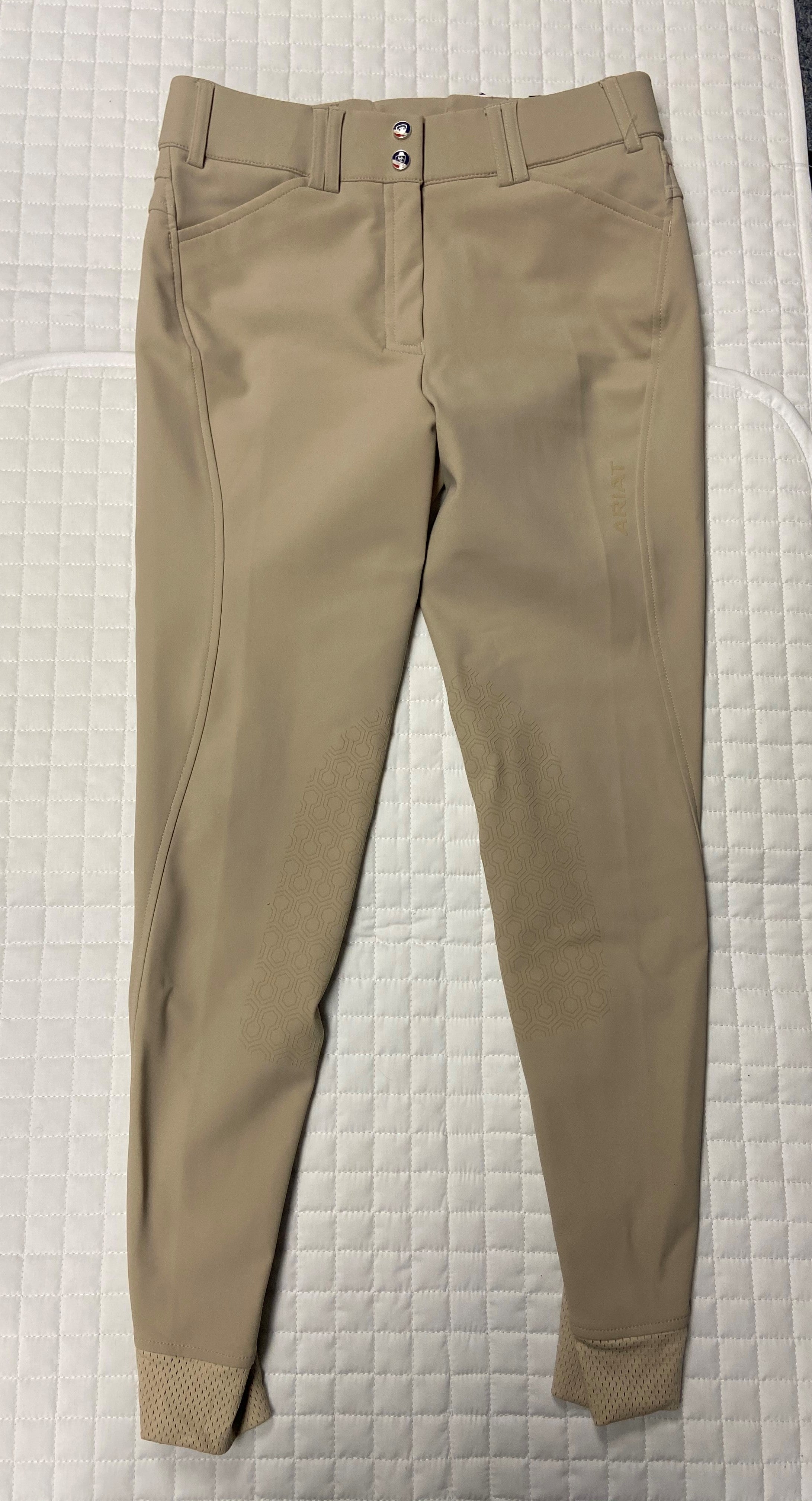 Ladies Ariat Tan Tri Factor Euroseat Breeches