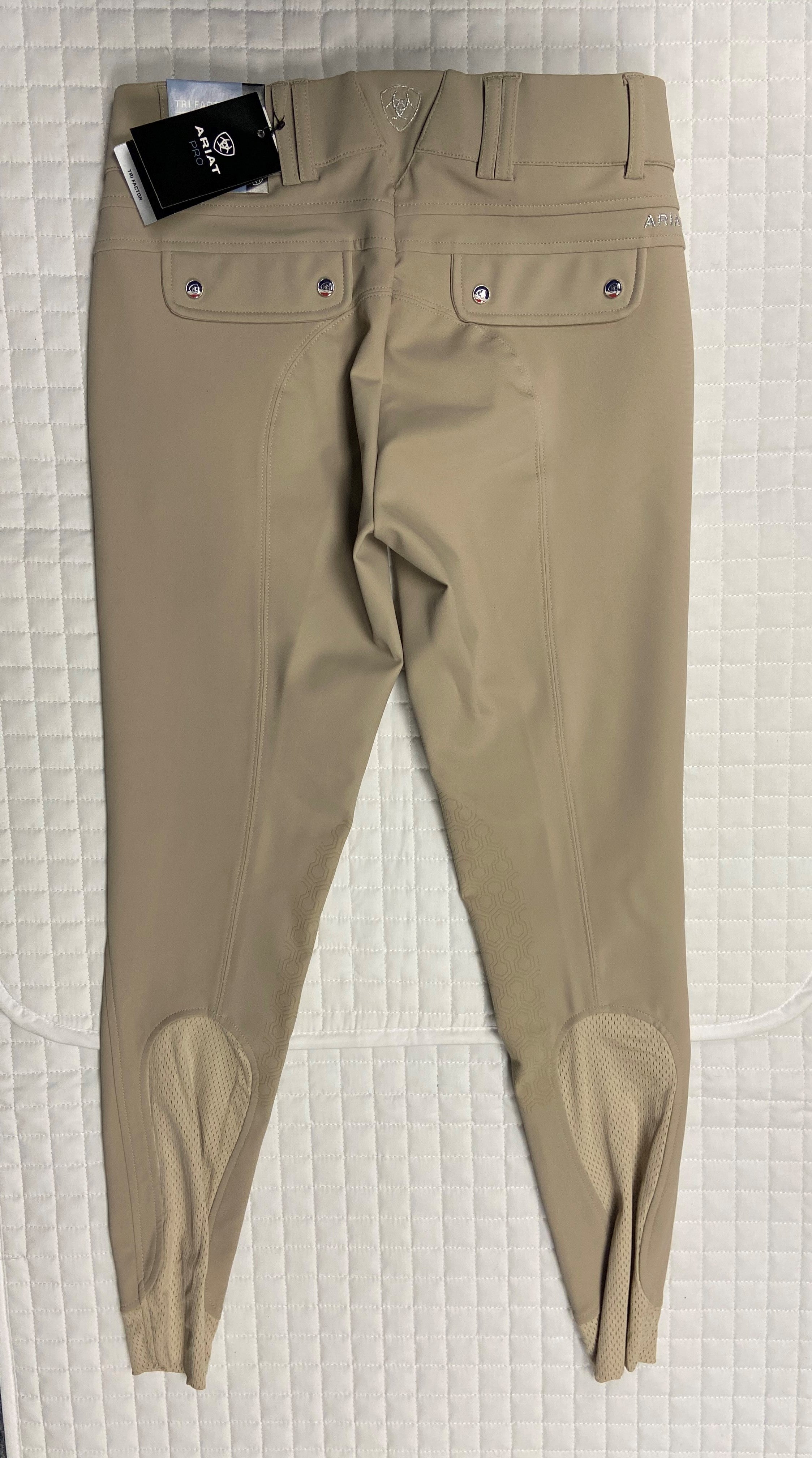 Ladies Ariat Tan Tri Factor Euroseat Breeches