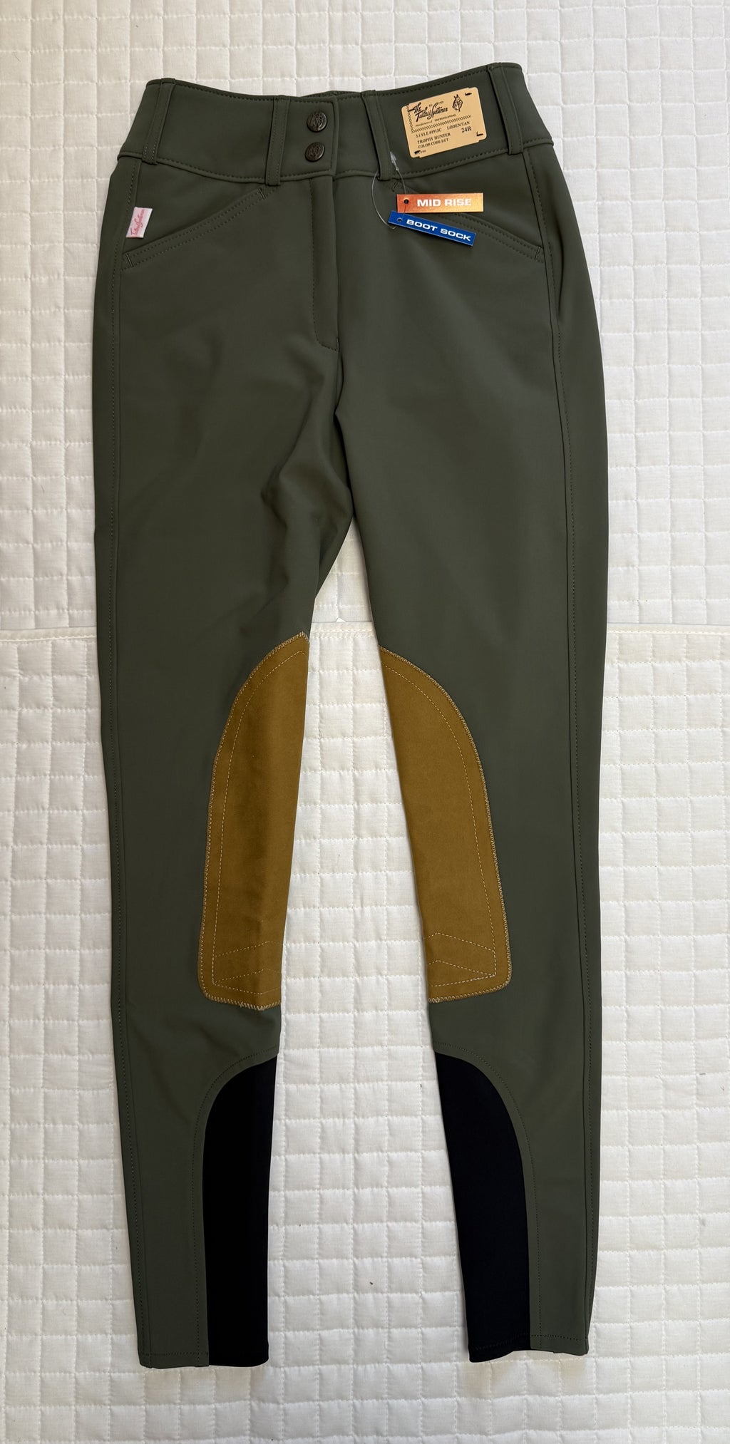 Ladies Tailored Sportsman Breeches Tech Light Mid Rise Loden Green