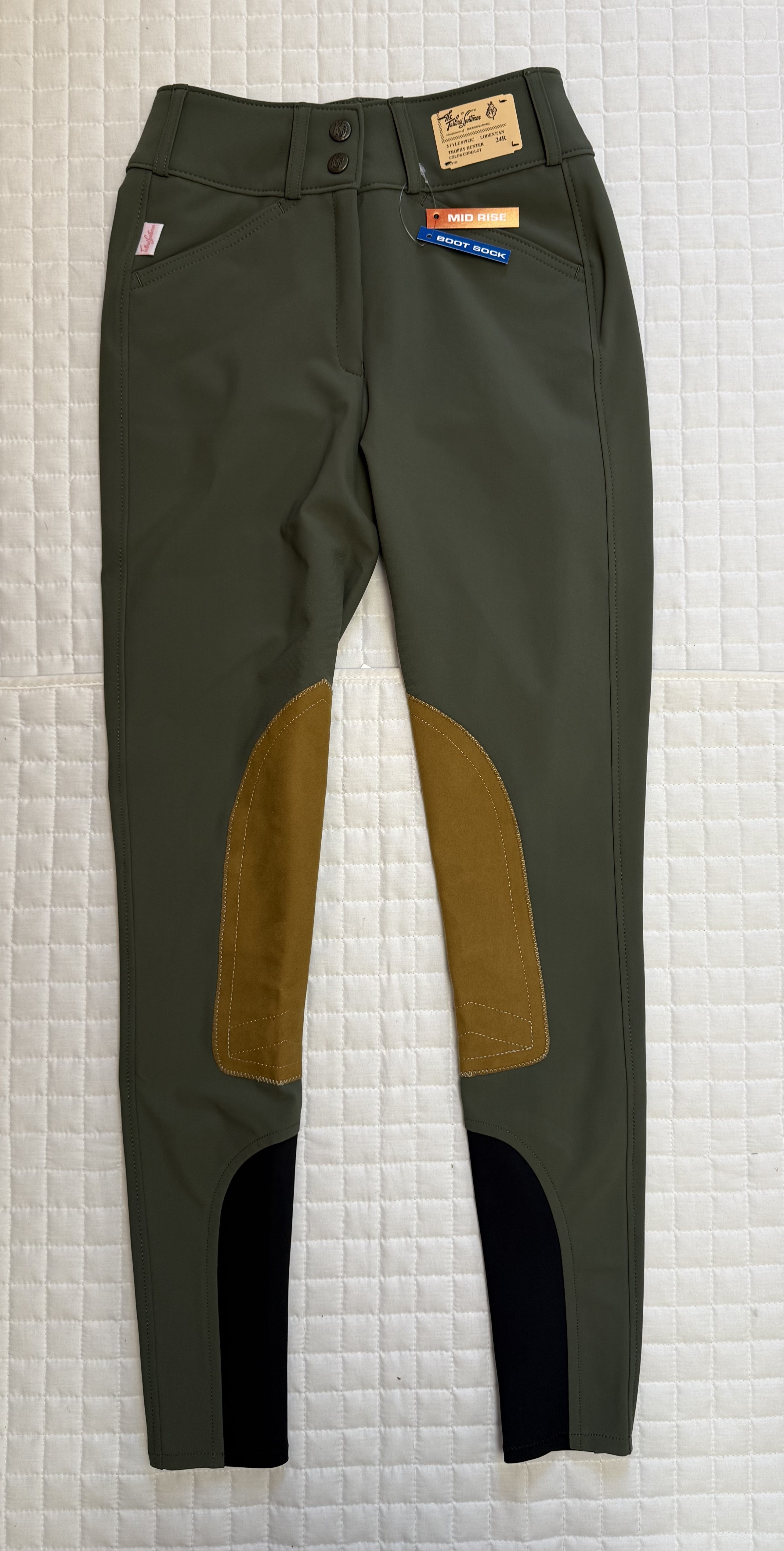 Ladies Tailored Sportsman Breeches Tech Light Mid Rise Loden Green