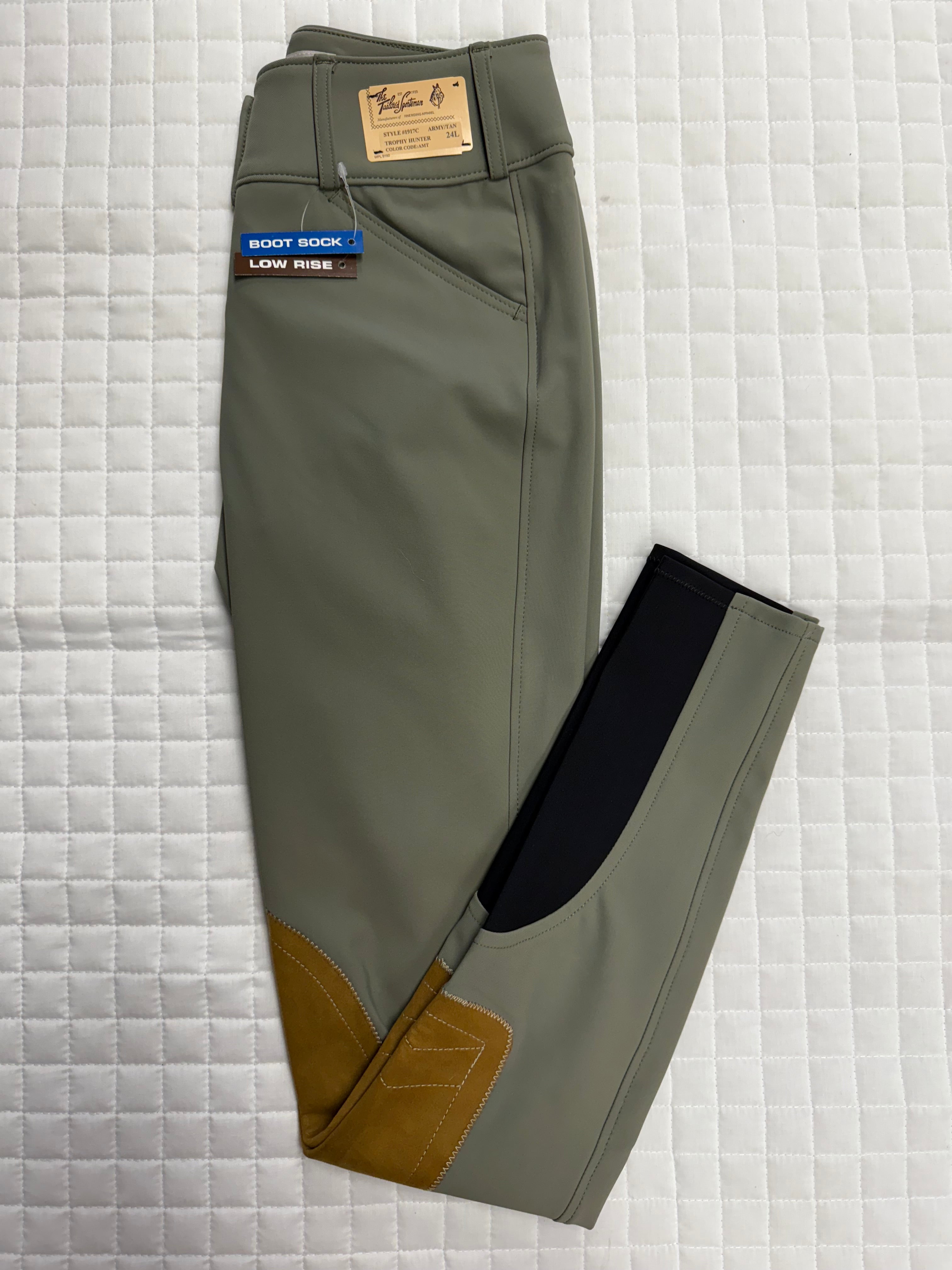 Ladies Tailored Sportsman Breeches Tech Light Low Rise Army Green