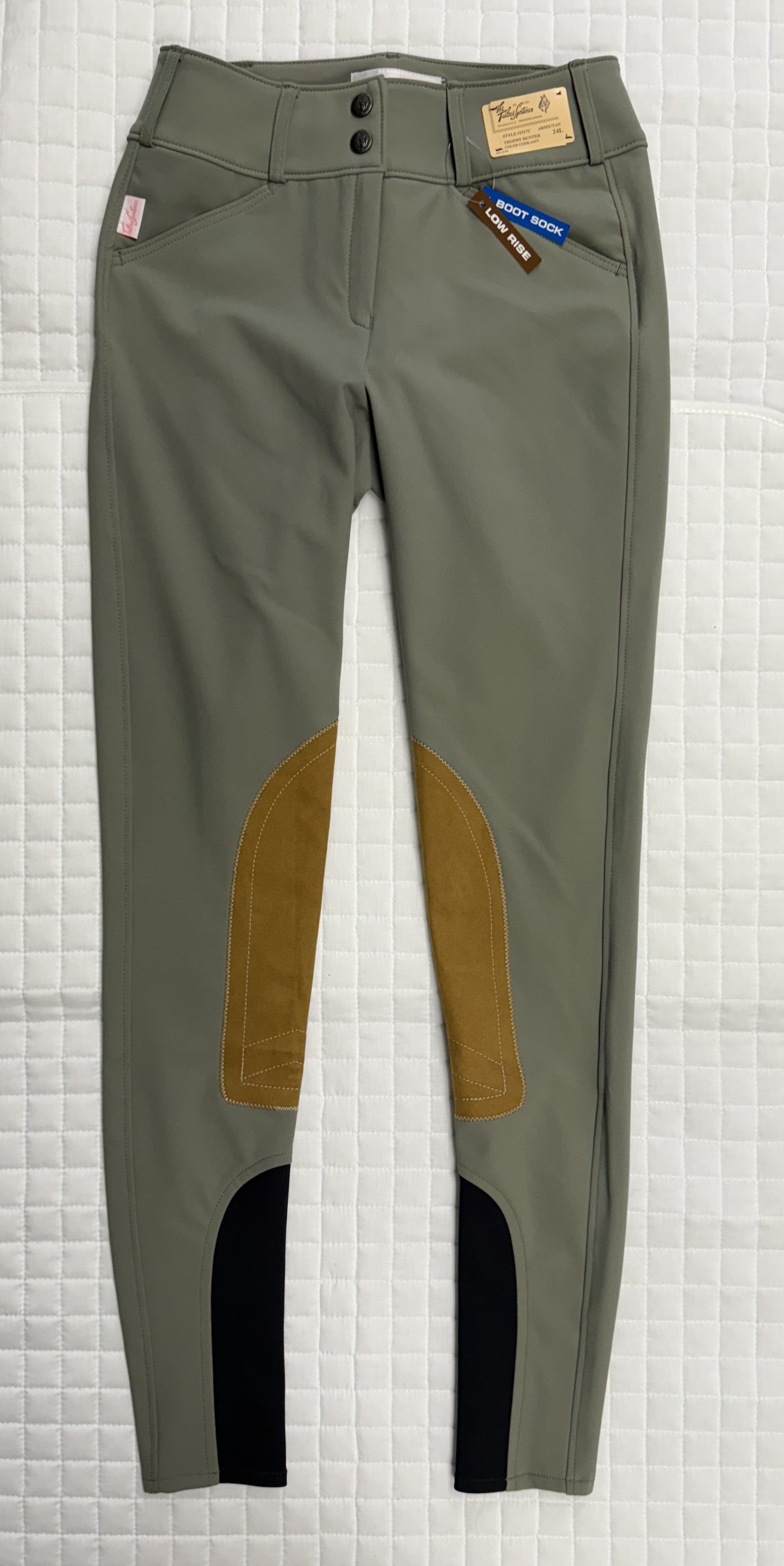 Ladies Tailored Sportsman Breeches Tech Light Low Rise Army Green