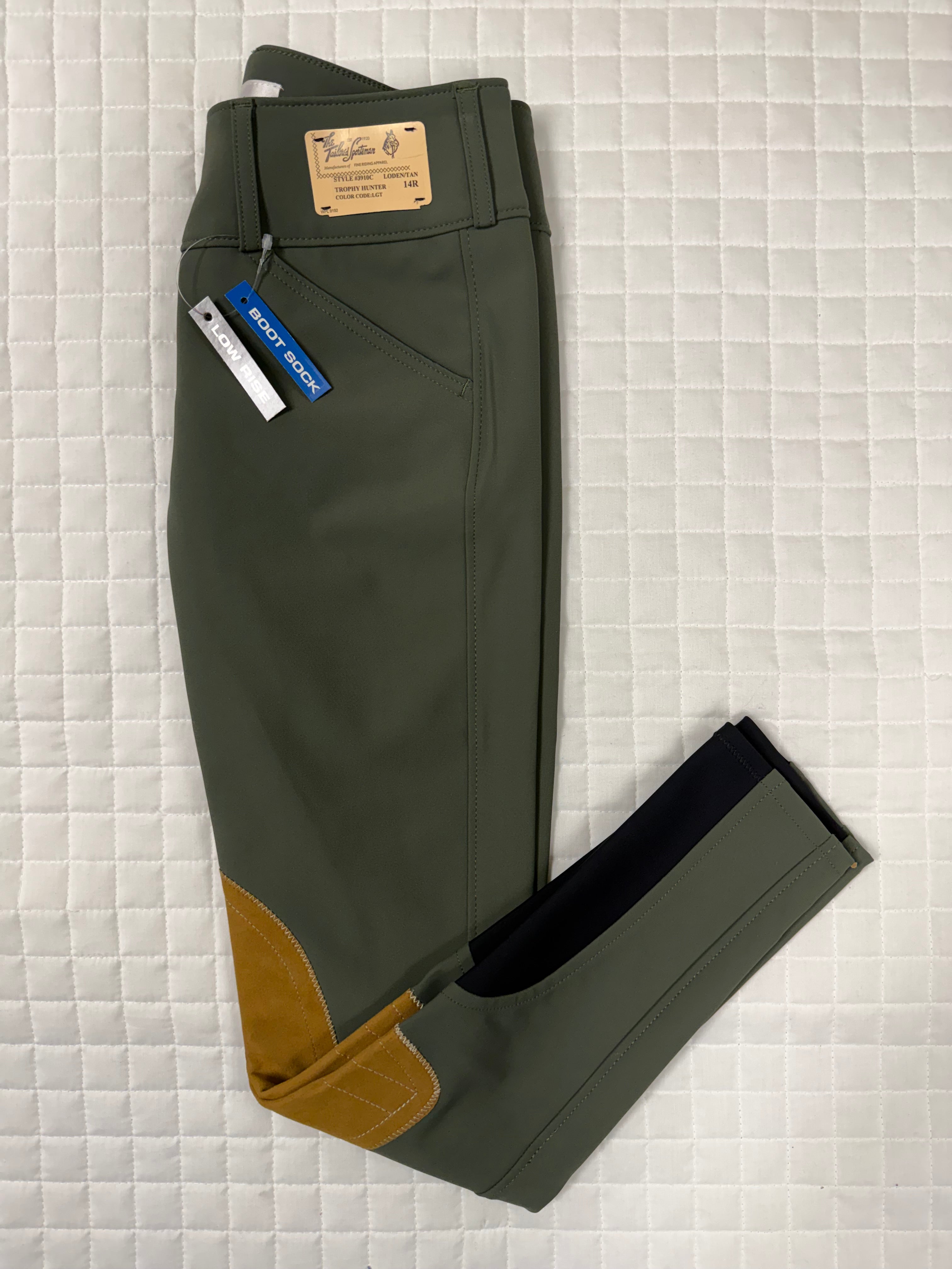 Youth Tailored Sportsman Breeches Technical Fabric Sock Bottom Loden Green