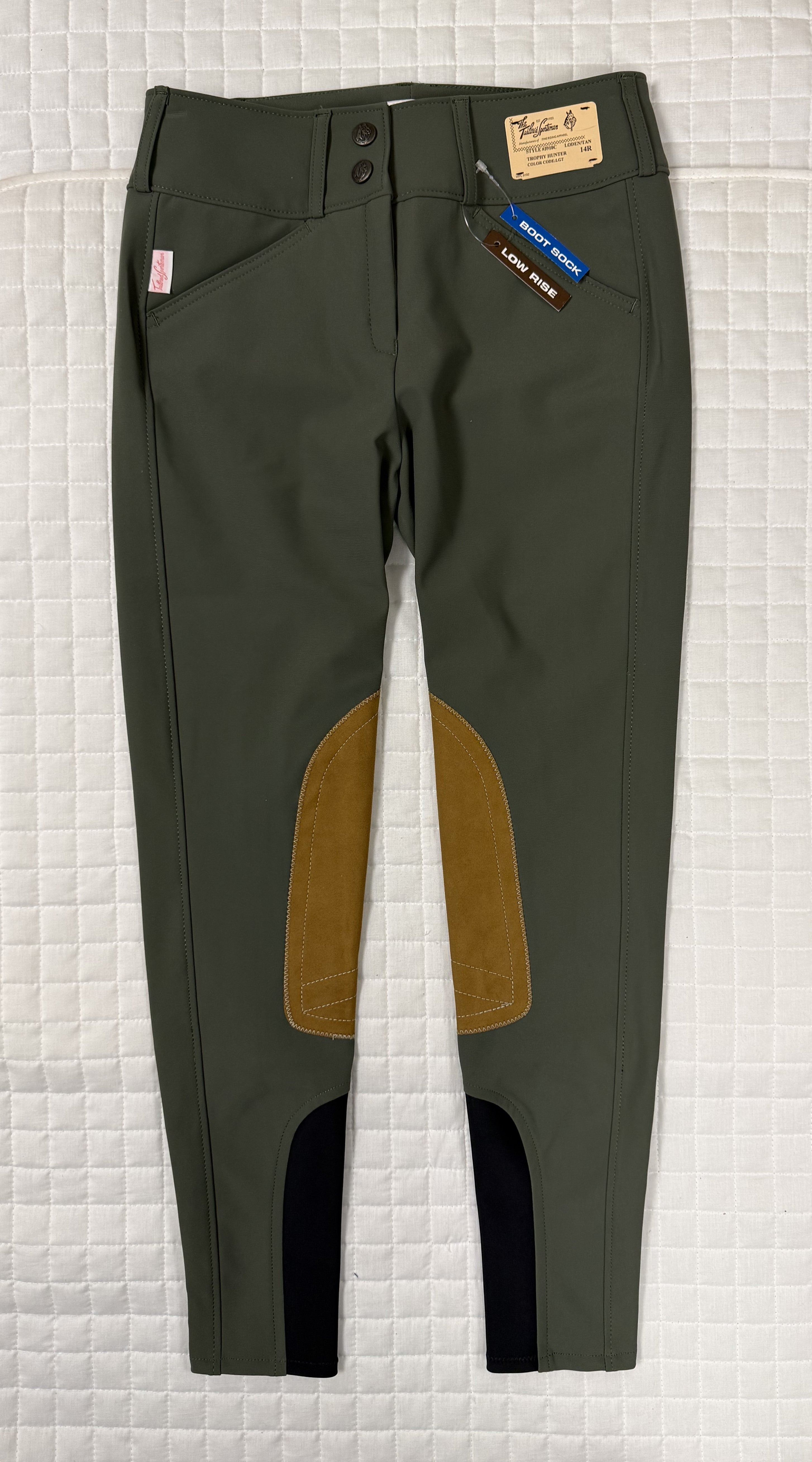 Youth Tailored Sportsman Breeches Technical Fabric Sock Bottom Loden Green