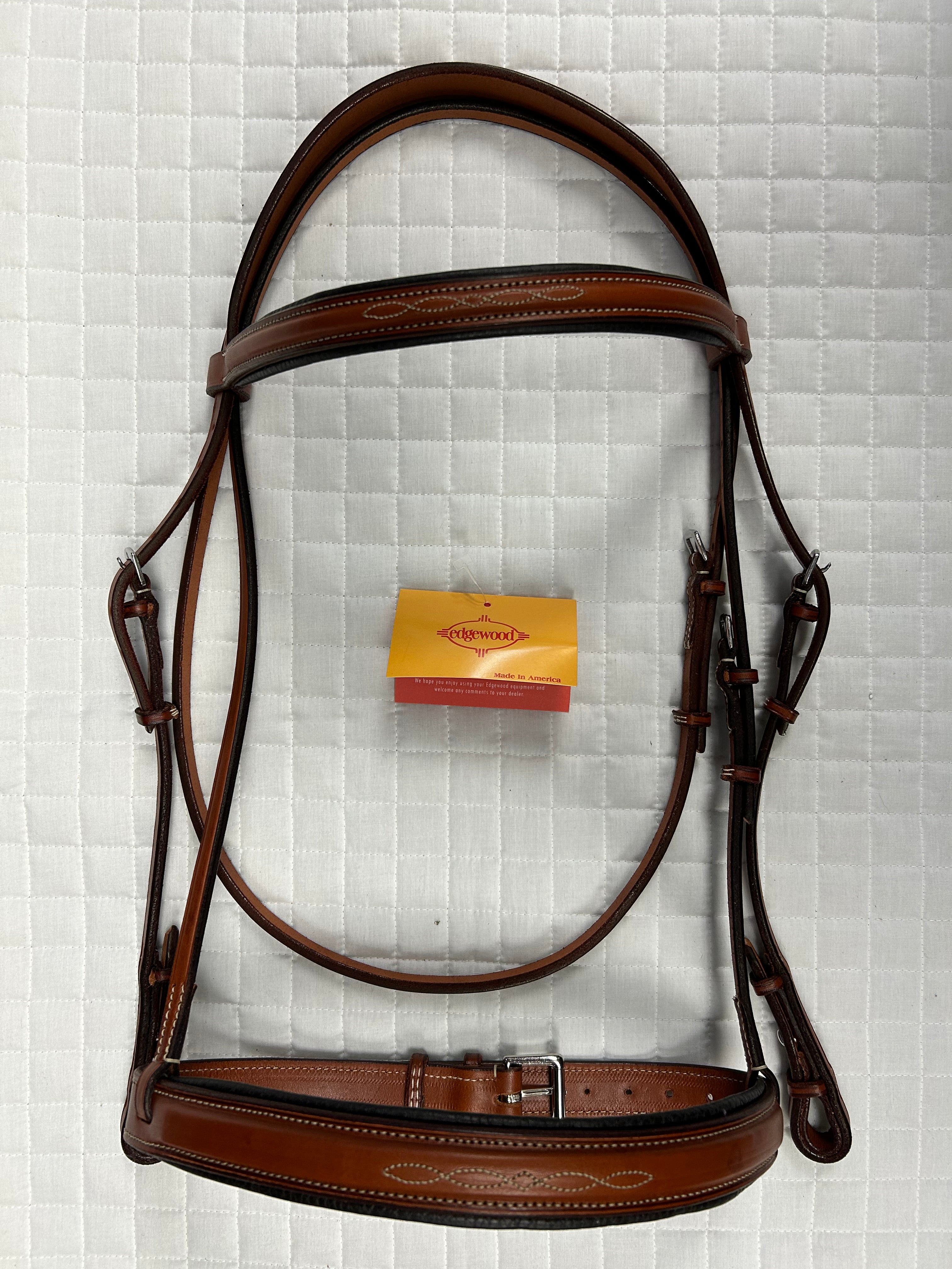 Edgewood Fancy Stitch Padded Bridle 1" Wide Noseband
