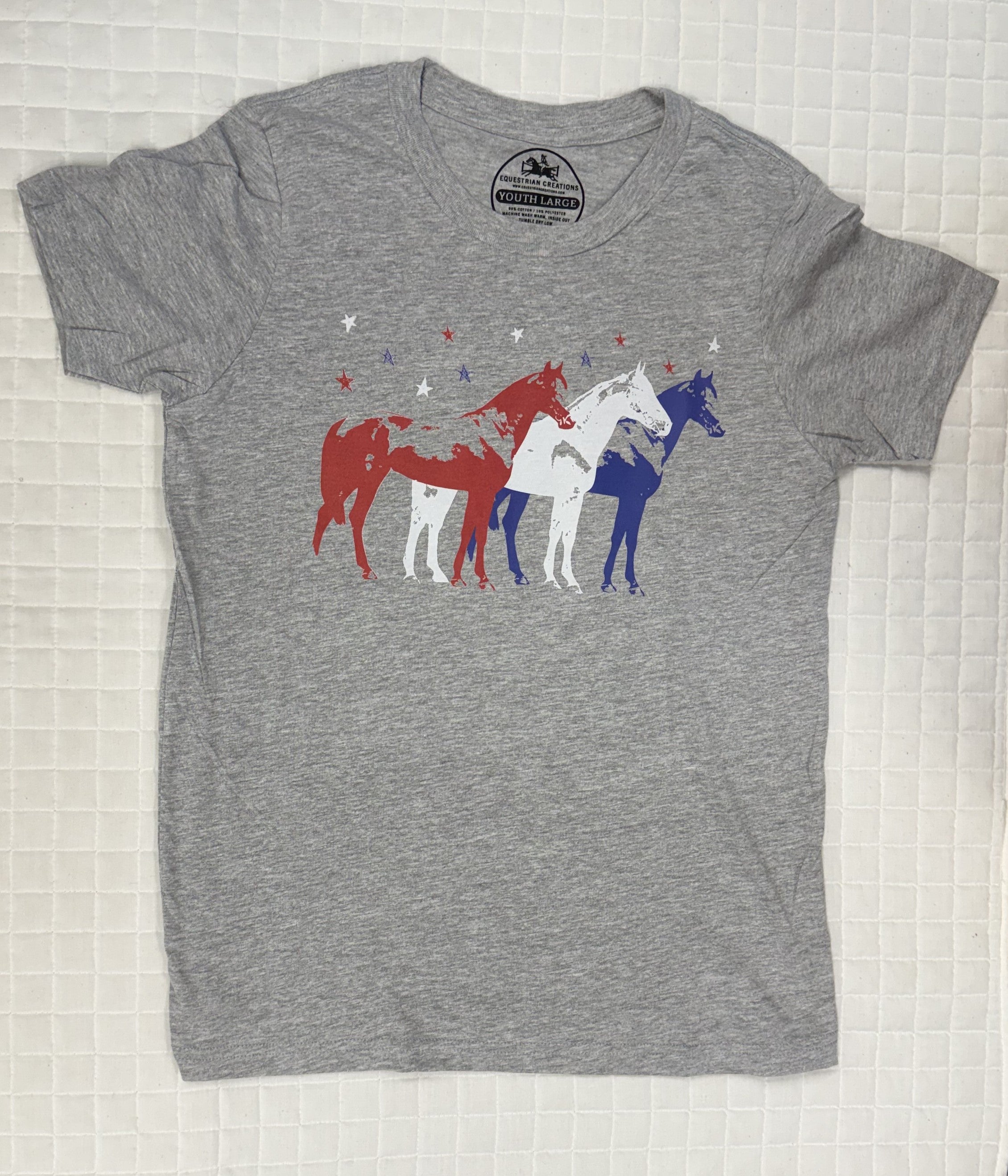Unisex Red White Blue Horses T Shirt