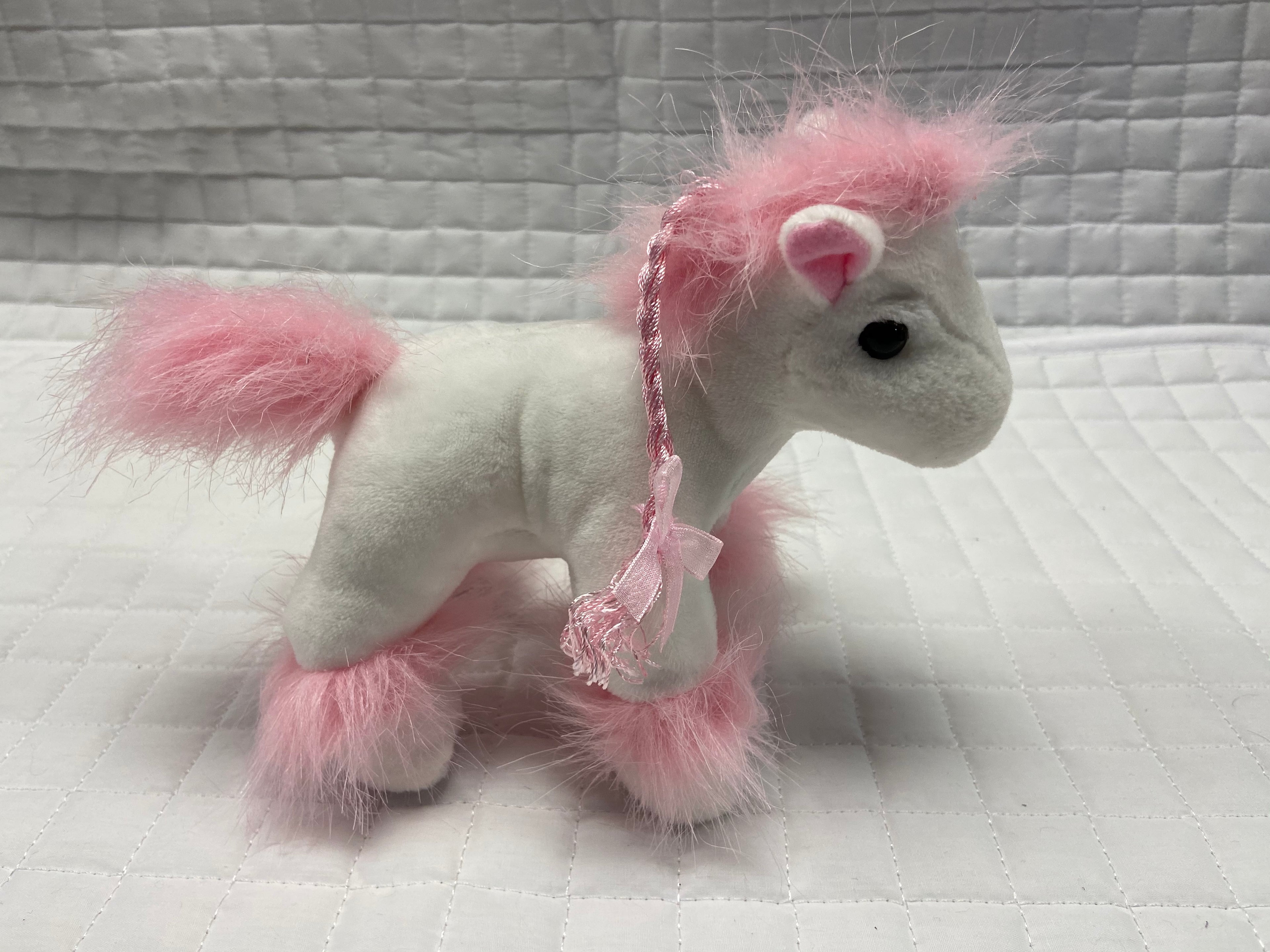 White Stuffed Horse Toy 9"