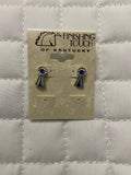 Silver Mini Blue Ribbon Earrings