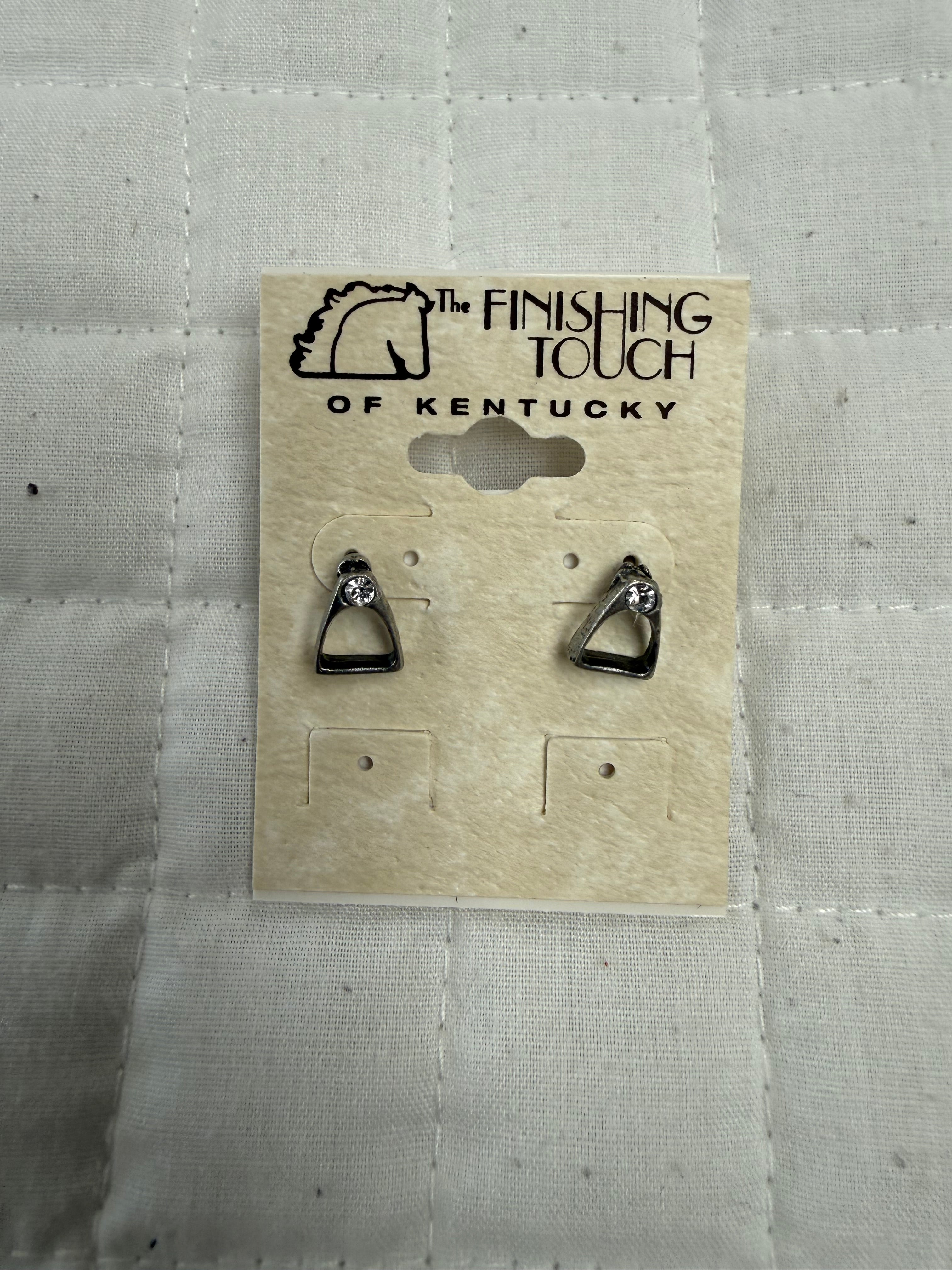 Silver Stirrup w Stone Earrings