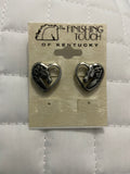 Silver Head in Heart Earrings