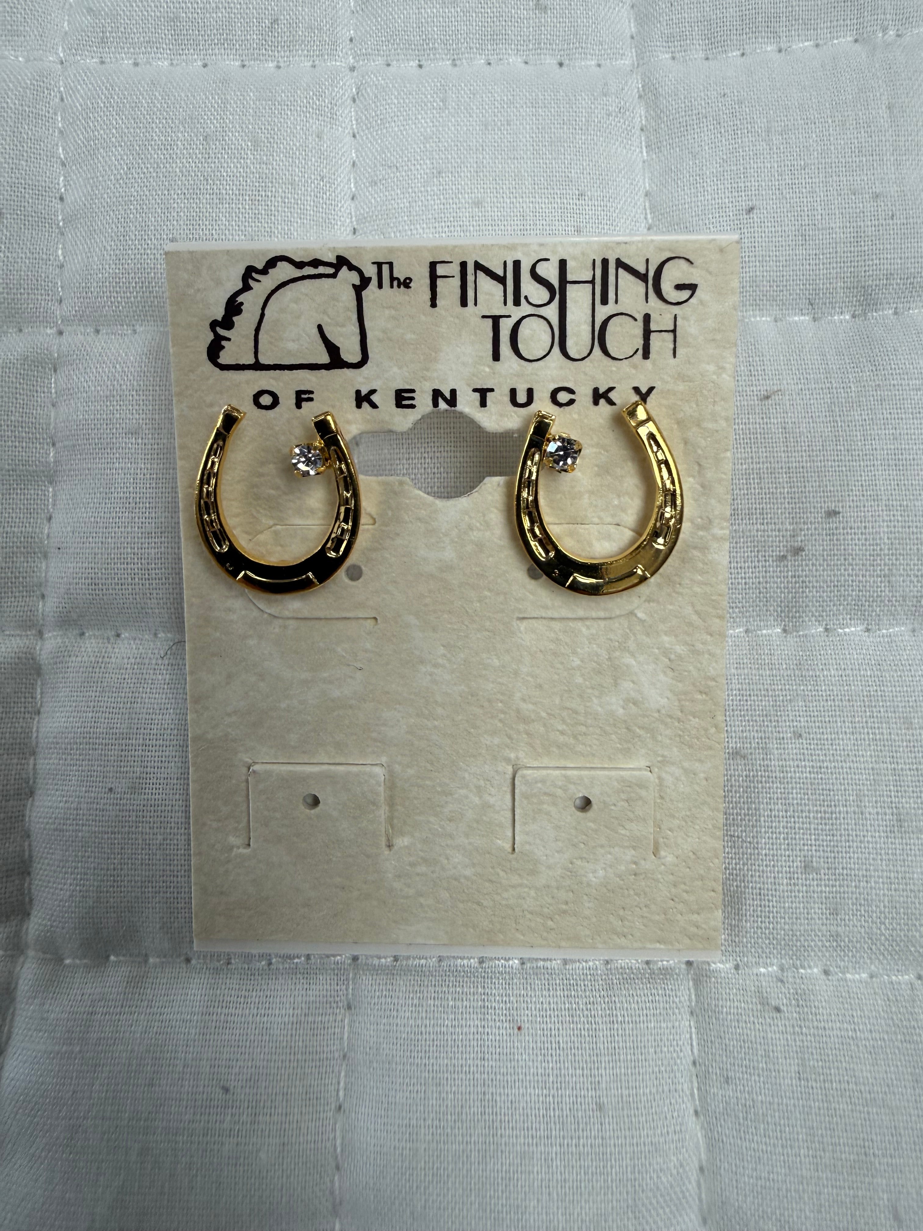 Gold Horseshoe With Crystal Earrings