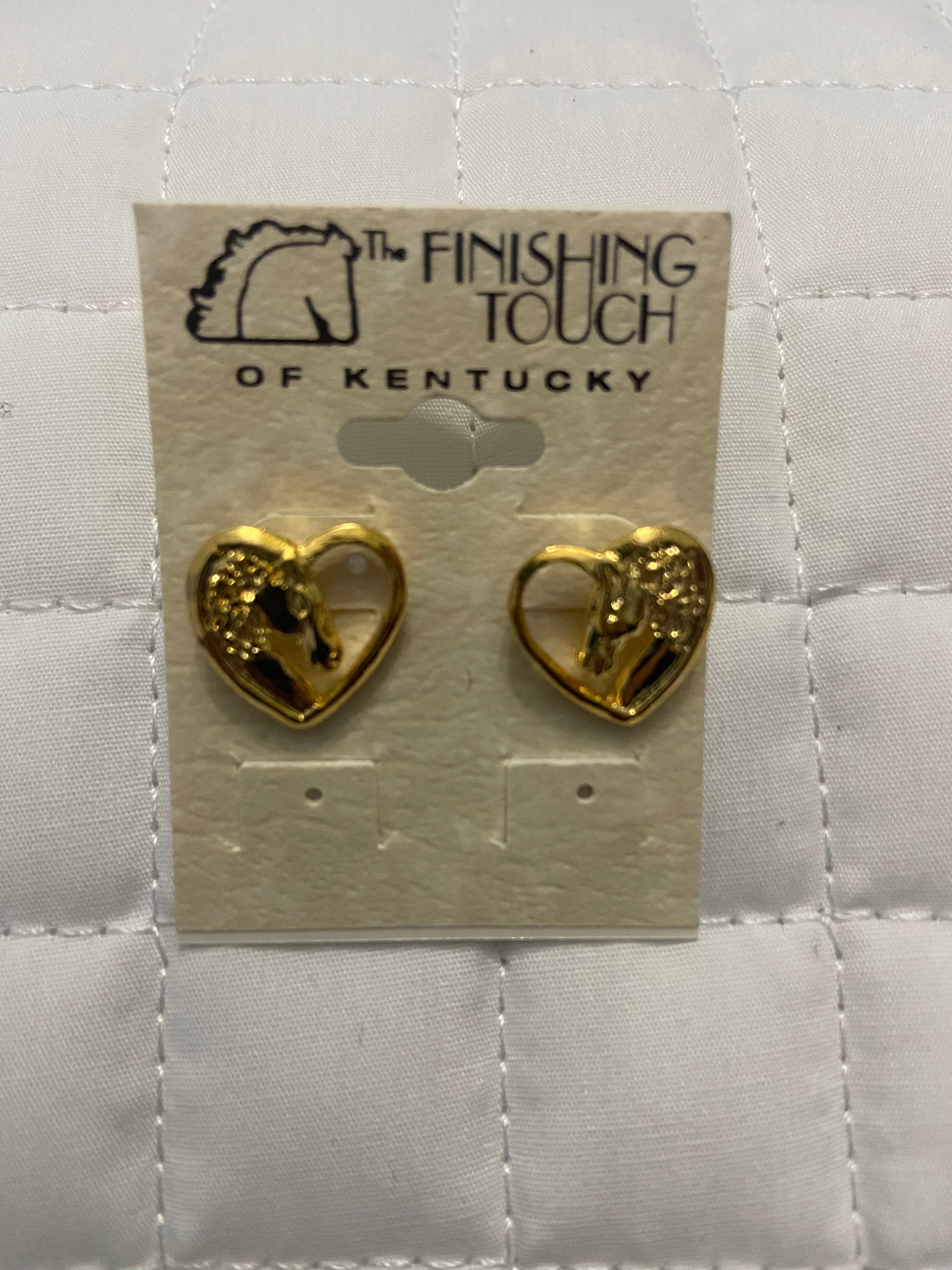 Gold Horse in Heart Earrings
