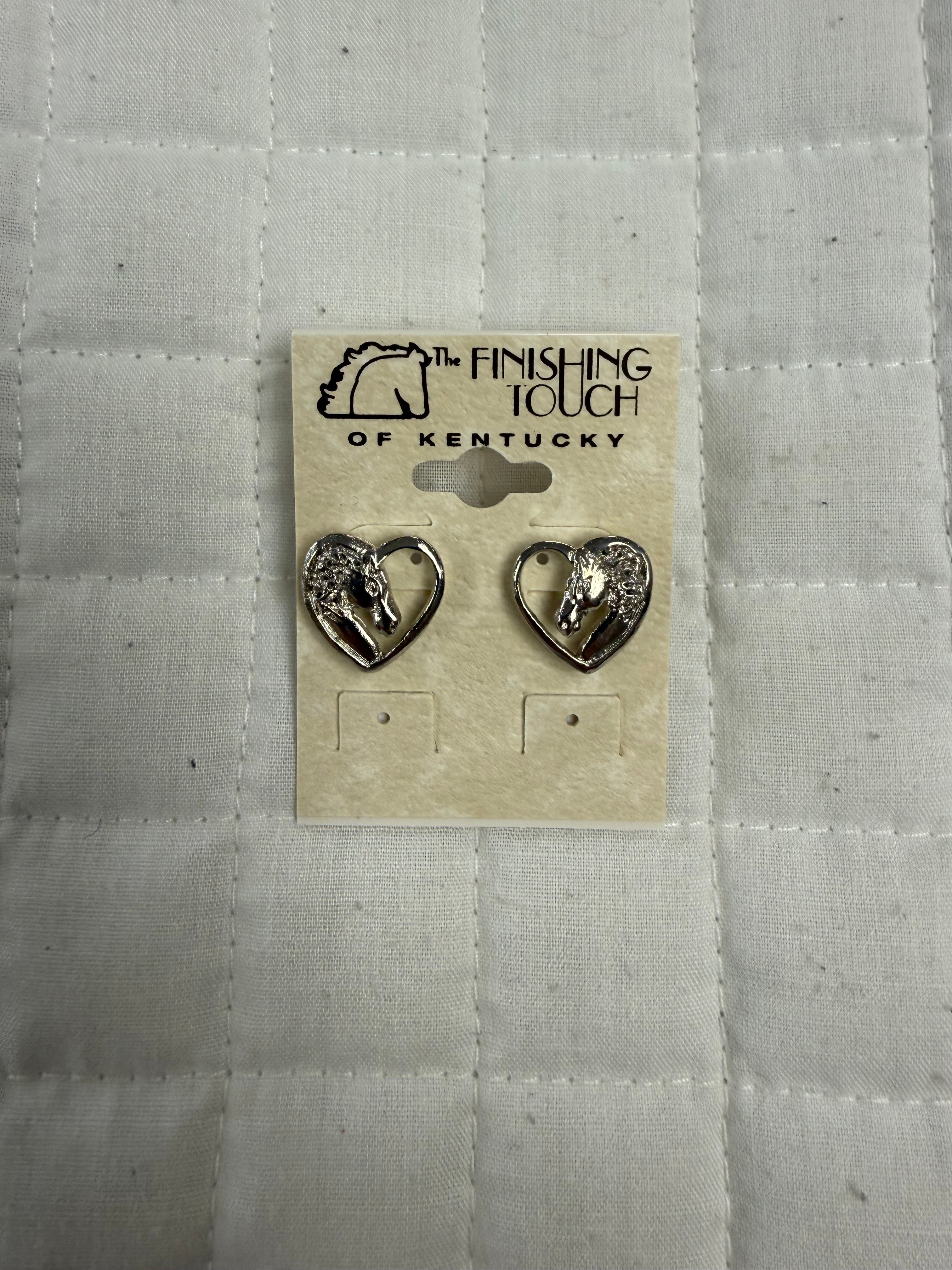 Silver Horseshoe Heart Earrings