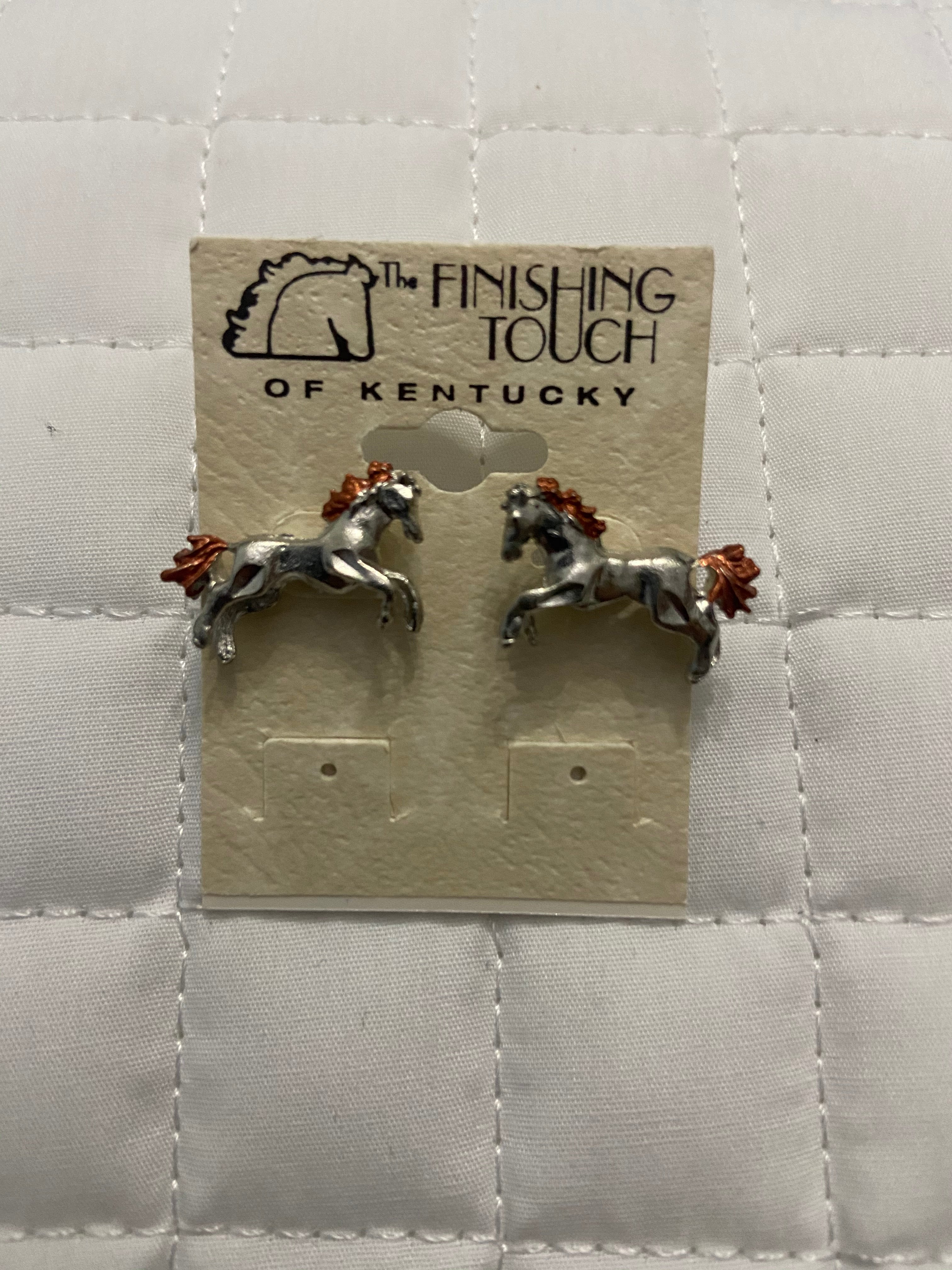 Silver Fluffytail Horse Earrings