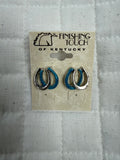Silver Double Horseshoe Turquoise Stone Earrings