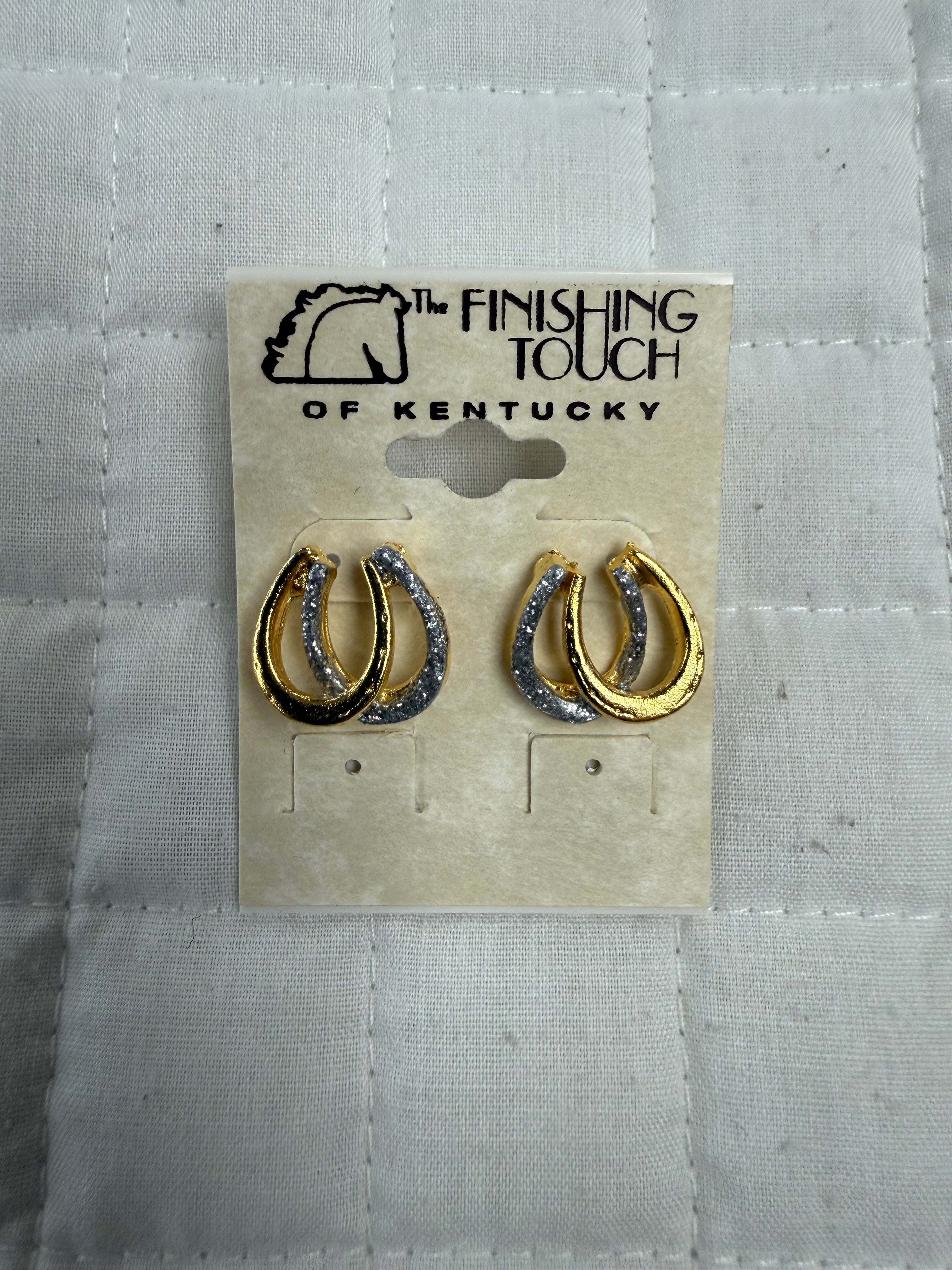 Silver / Gold Double Horseshoe Glitter Earrings