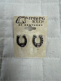 Silver Horseshoe Pink Stone Earrings