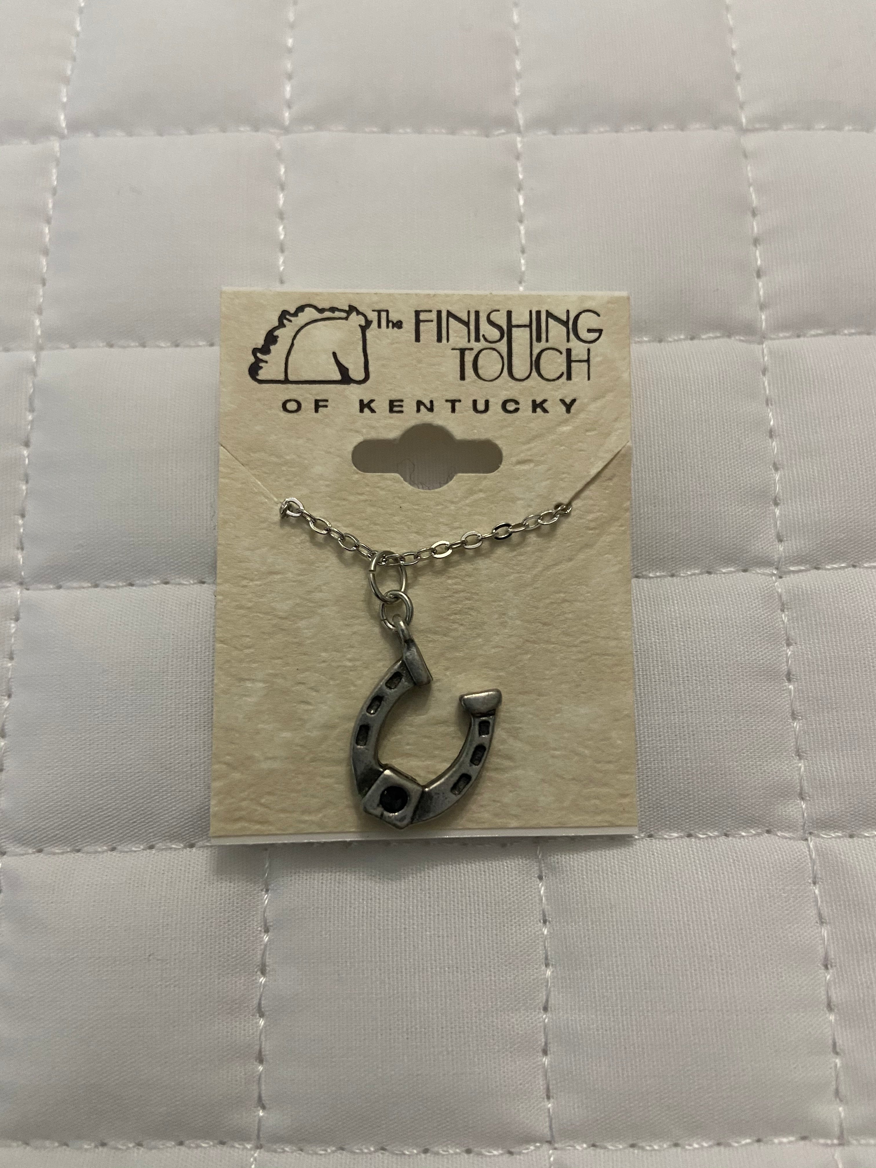 Silver Horseshoe w Onyx Necklace
