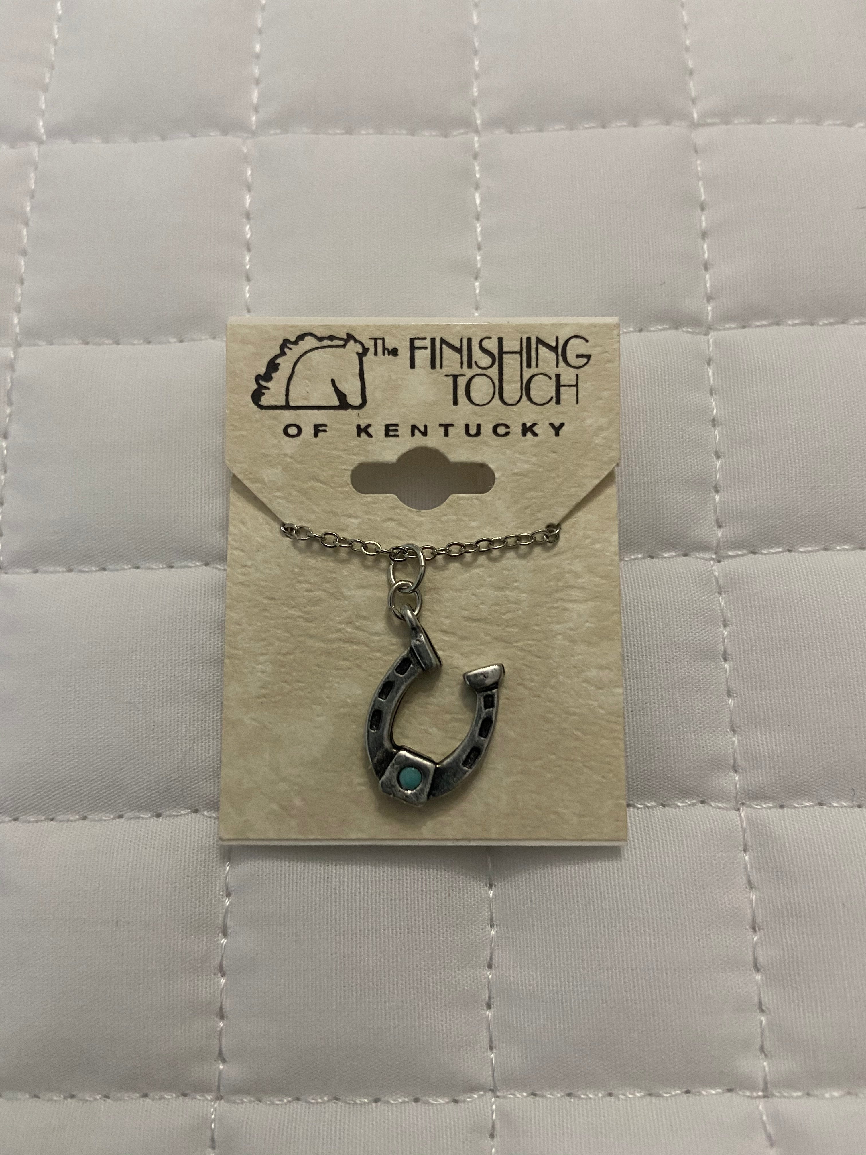 Silver Horseshoe w Turquoise Necklace
