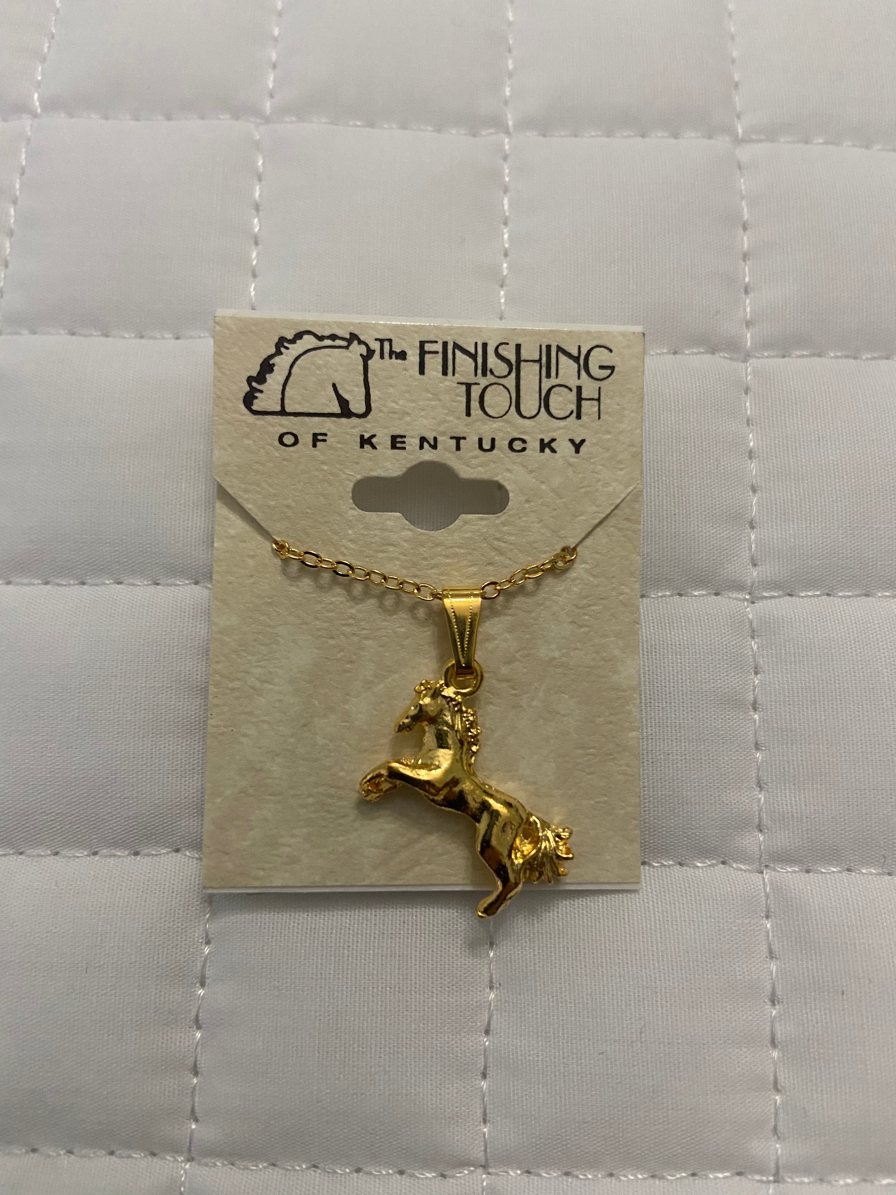 Gold Fluffytail Horse Necklace