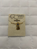 Gold Blue Ribbon Necklace