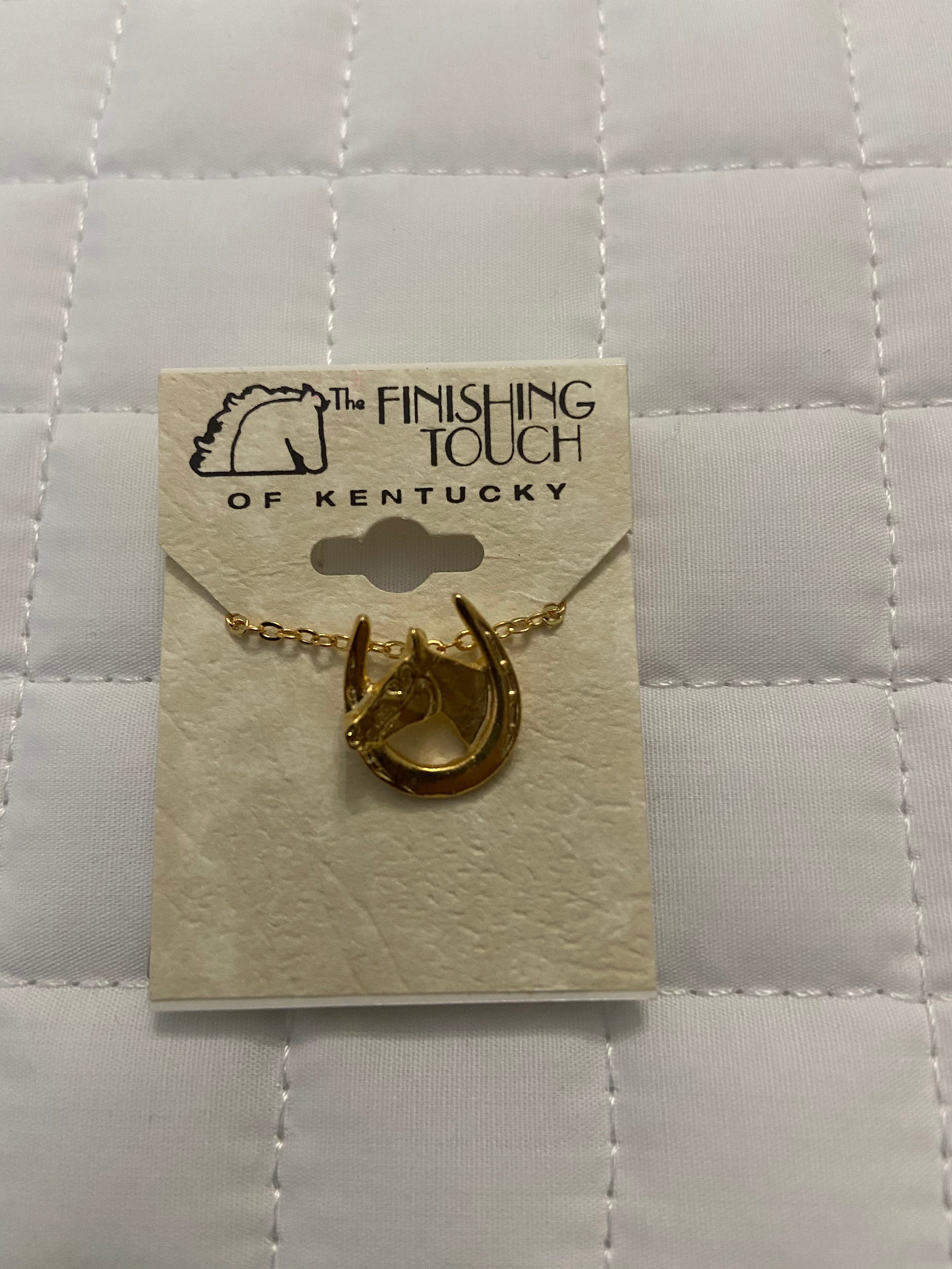 Gold Horsehead in Shoe Necklace