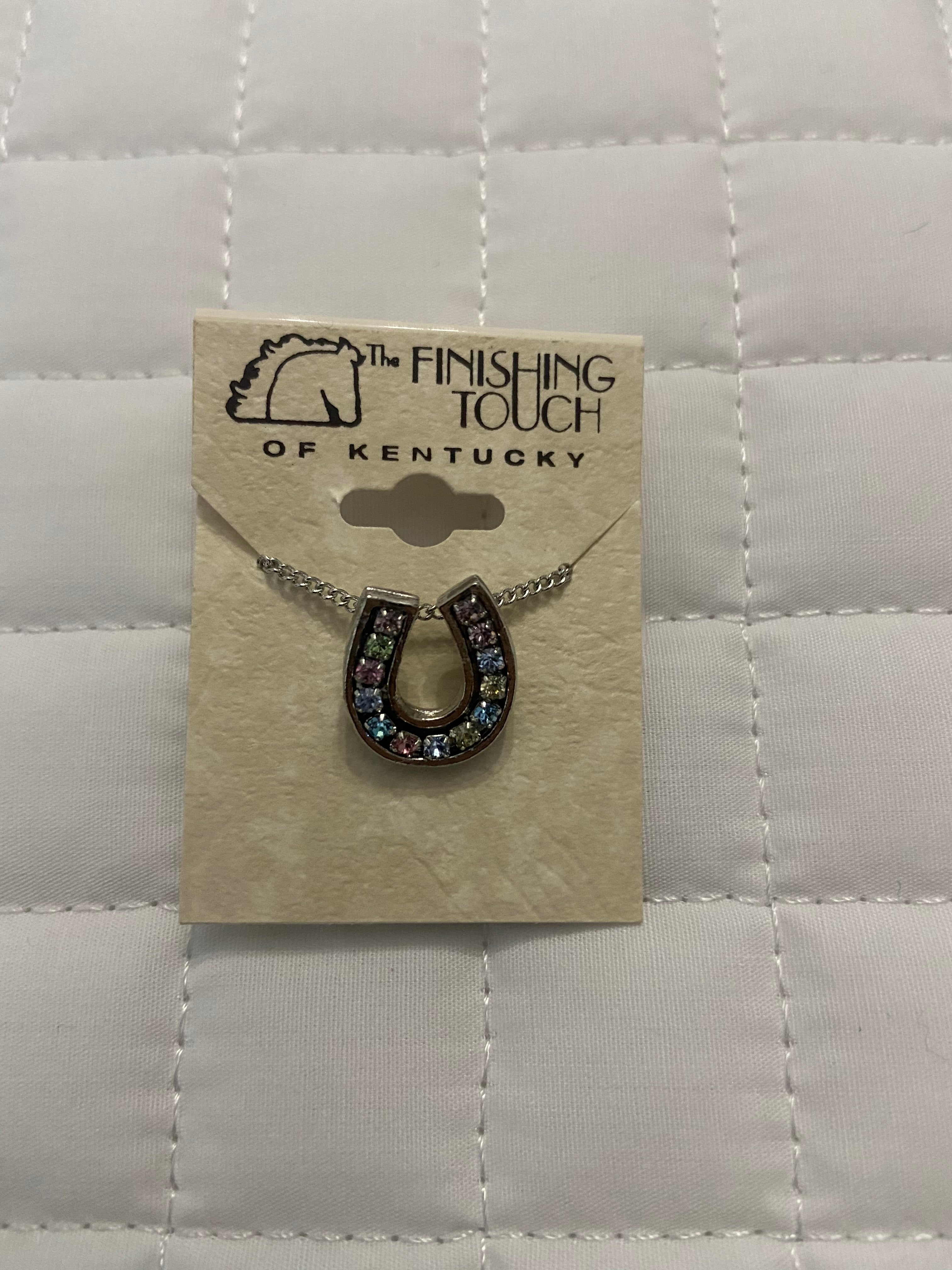 Silver Horseshoe w Crystals Necklace