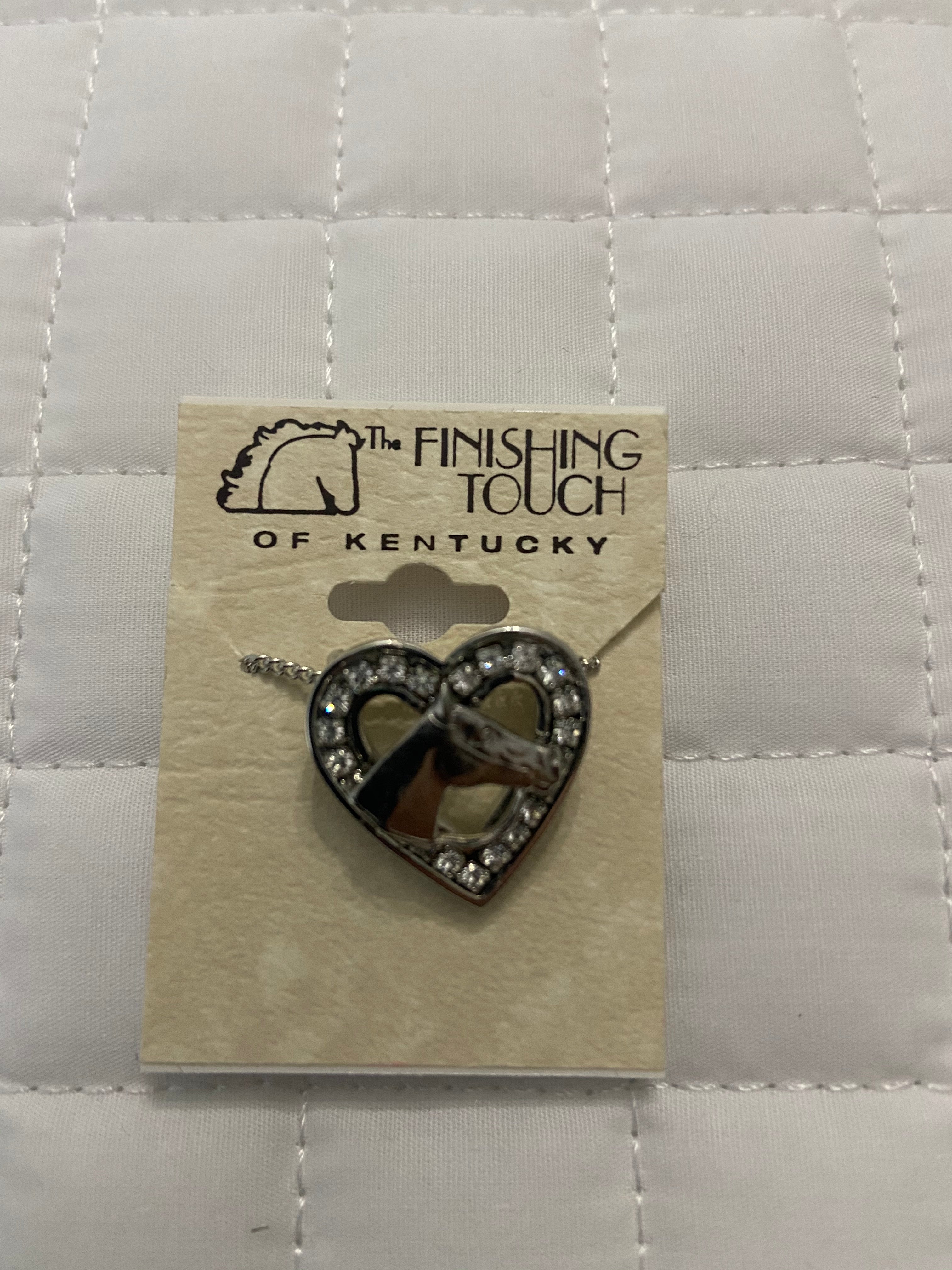 Silver Head in Heart with Crystals Necklace