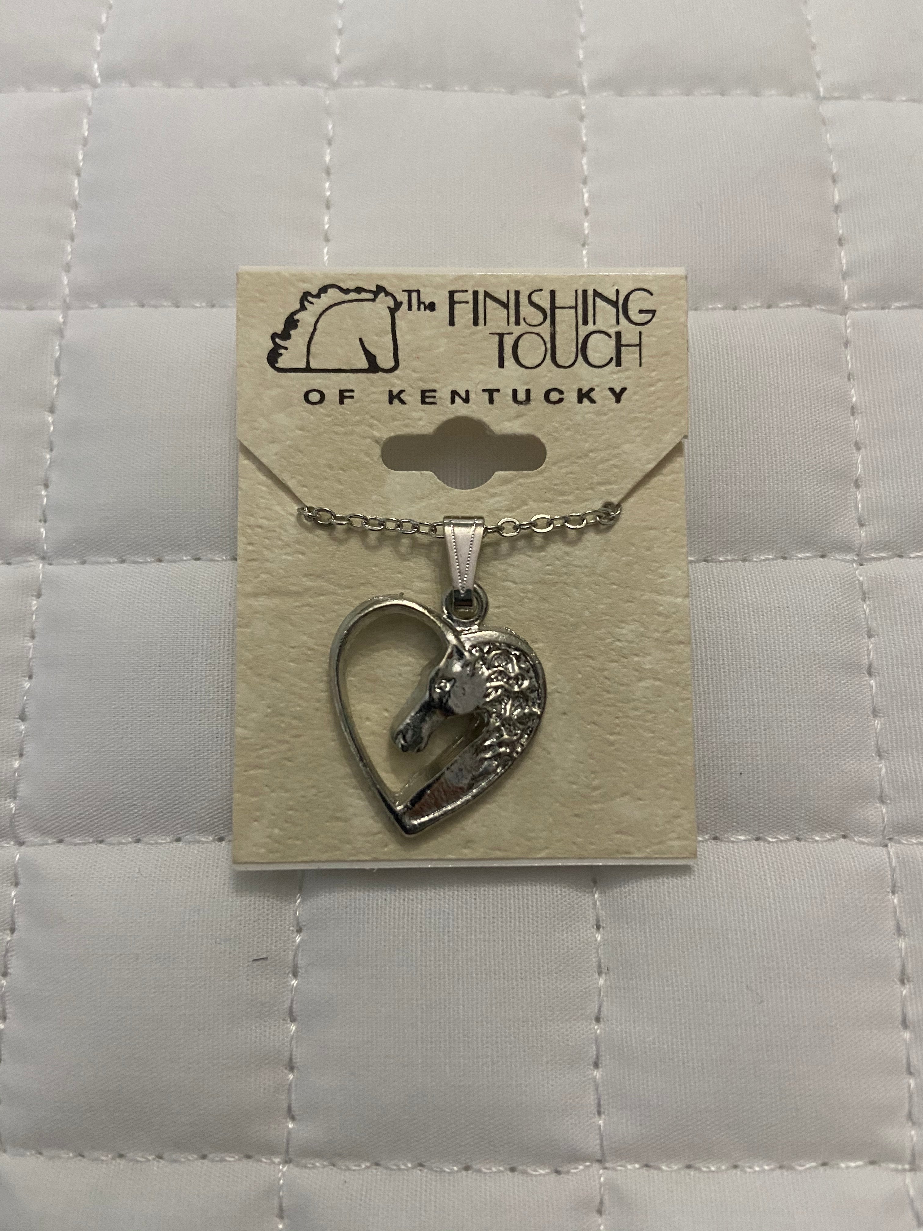 Silver Head in Heart Necklace