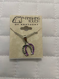 Silver Double Shoe w Purple Necklace