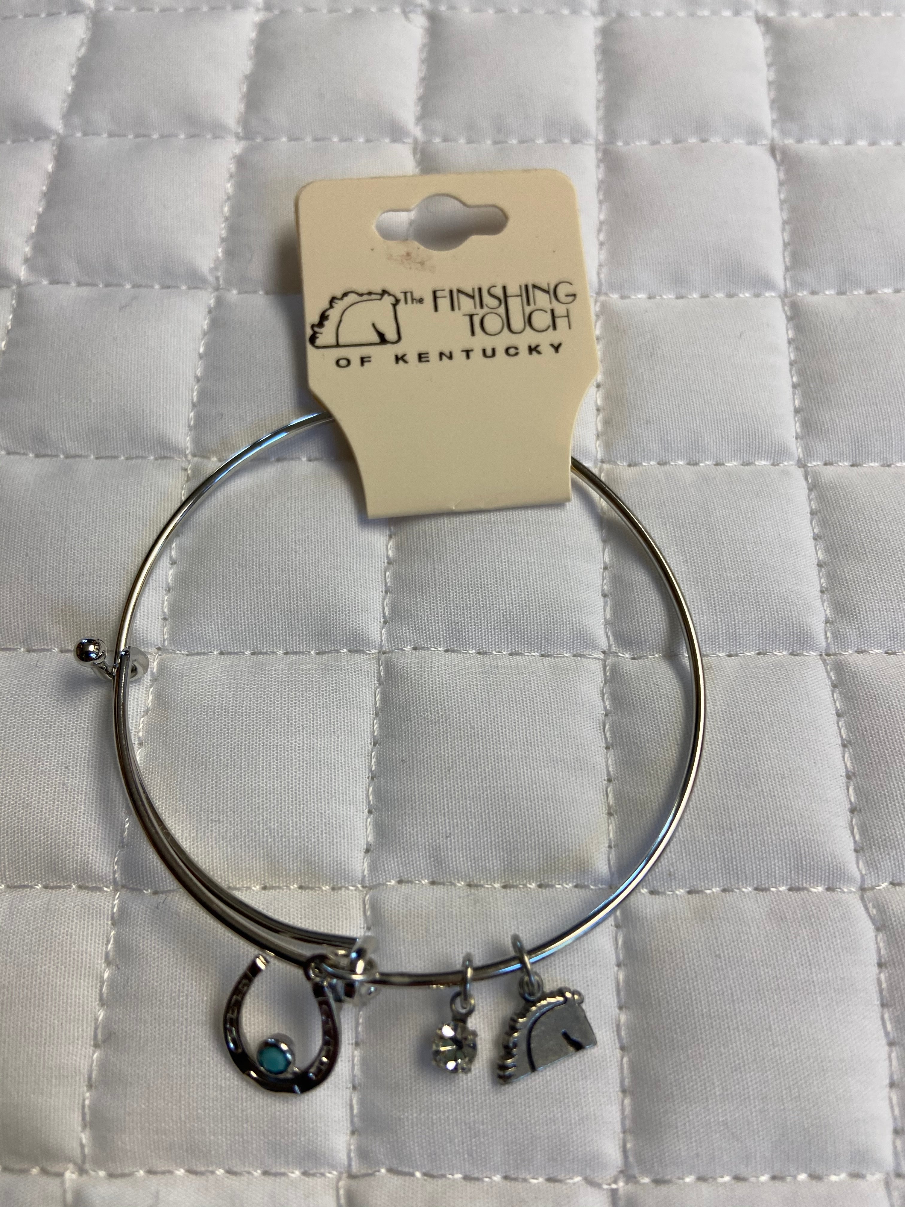 Silver Horseshoe w Turquoise Bangle Bracelet