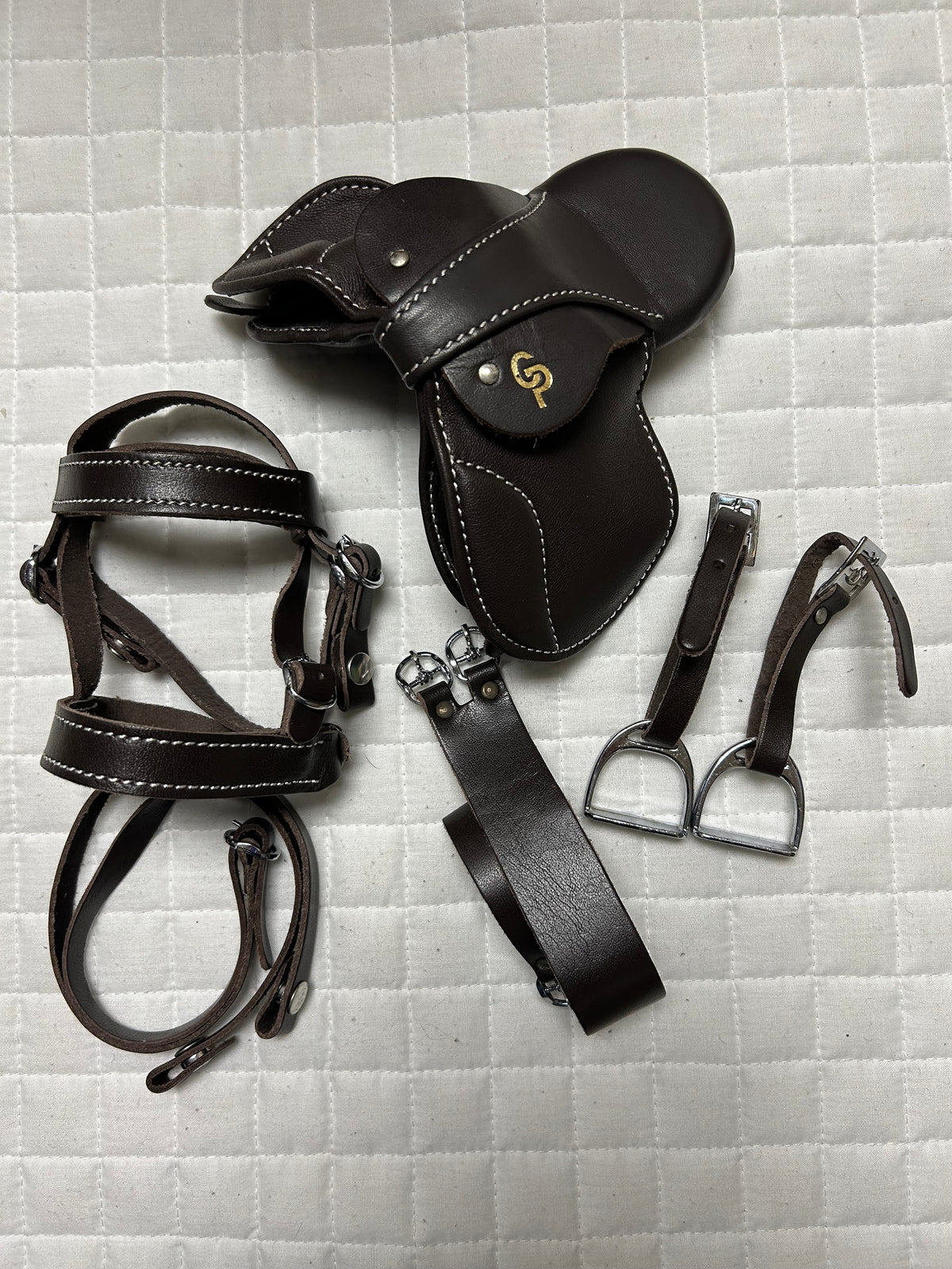 Crafty Ponies English Leather Saddle and Bridle Set